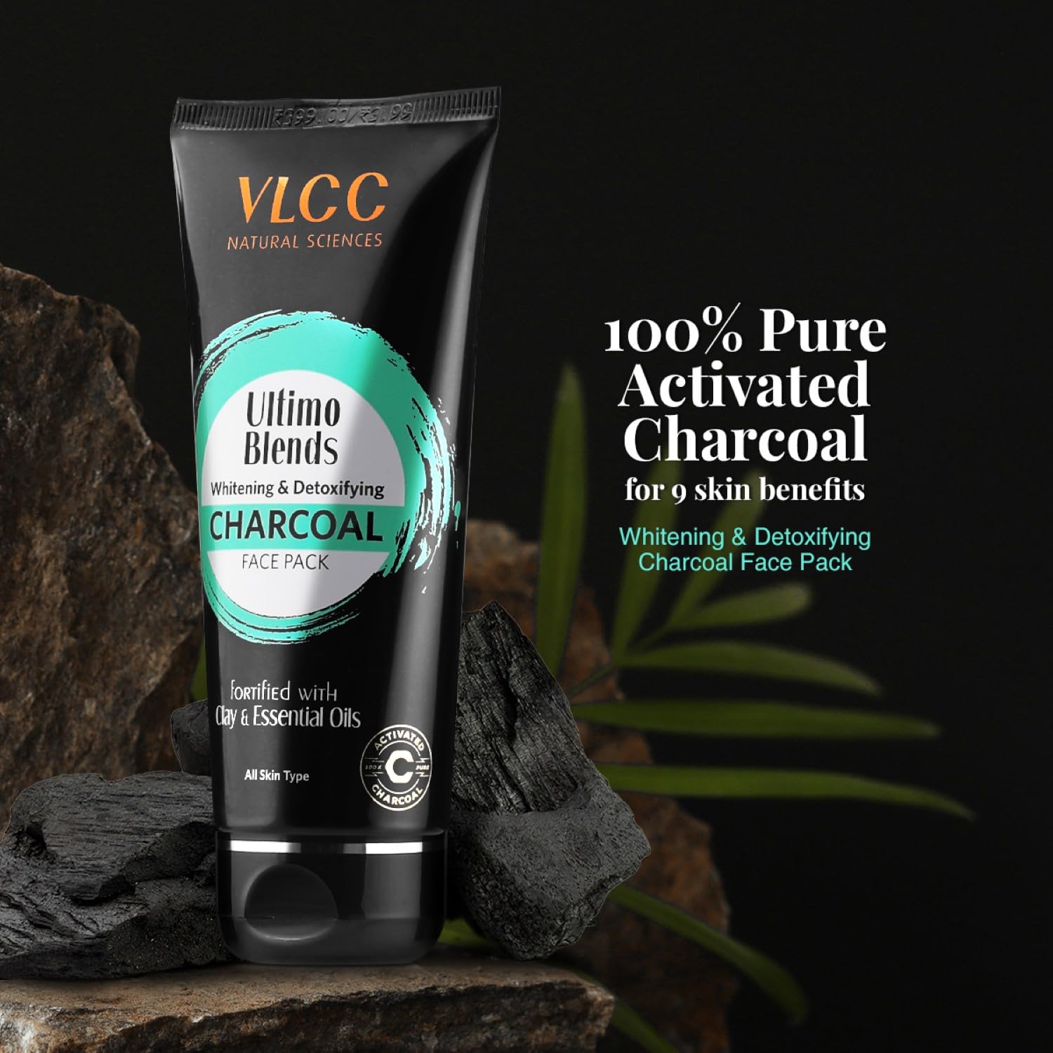 VLCC Ultimo Blends Charcoal Face Pack - 100g | Activated Charcoal & Natural Oils for Skin Whitening, Detox & Blackhead Removal | Deep Cleansing Facial Mask for Oily & Acne-Prone Skin | Spa & At-Home Skincare Treatment