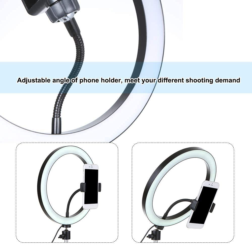 NZDY 10 Inch LED Selfie Ring Light with Adjustable Tripod - 360° Rotatable, 3 Color Modes, 10 Brightness Levels, USB Powered for Makeup, YouTube Videos & Live Streaming