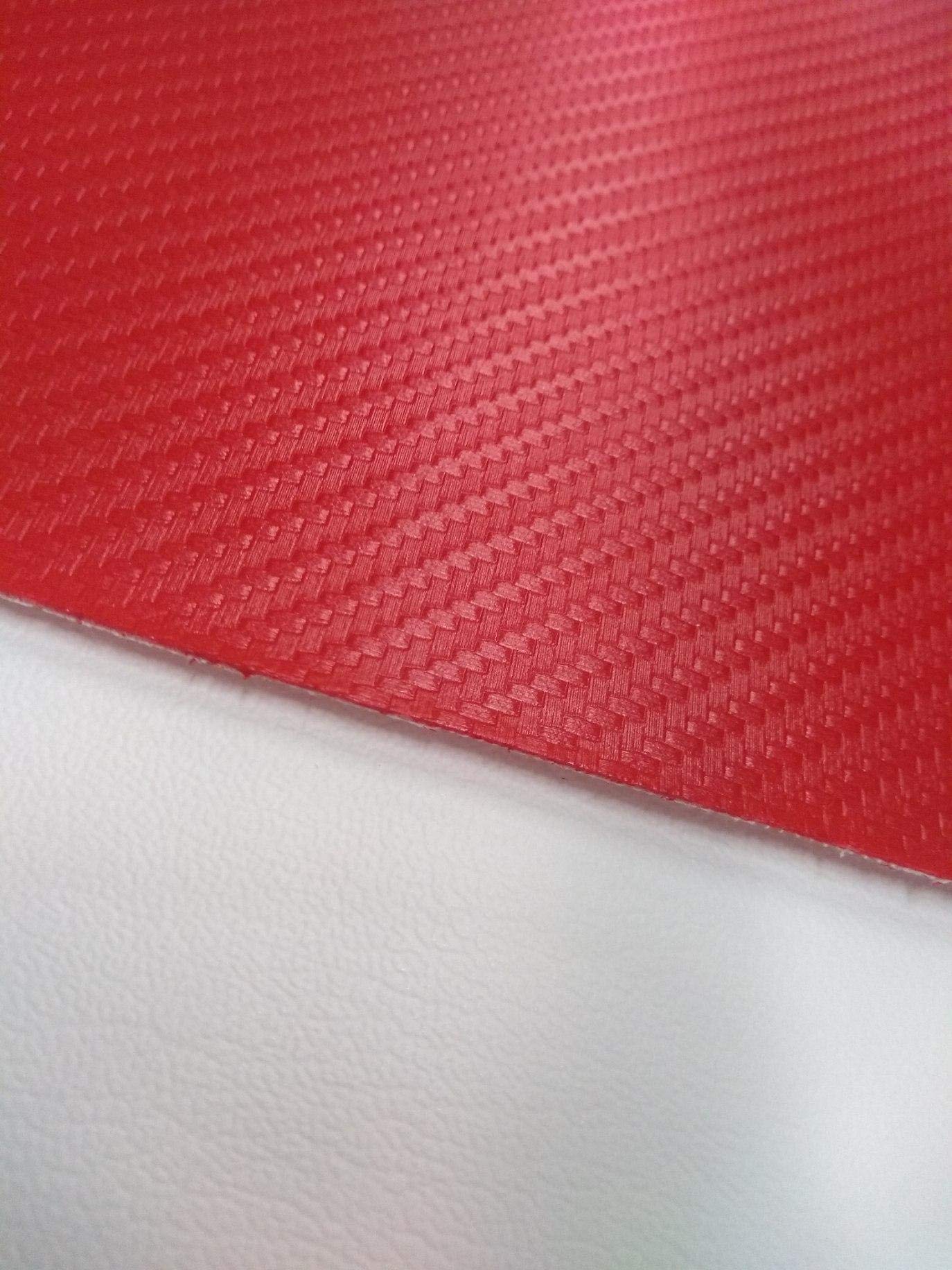 Premium Carbon Fiber Marine Vinyl Fabric - Waterproof, UV Resistant Red Boat Upholstery Material (5 Yards 180