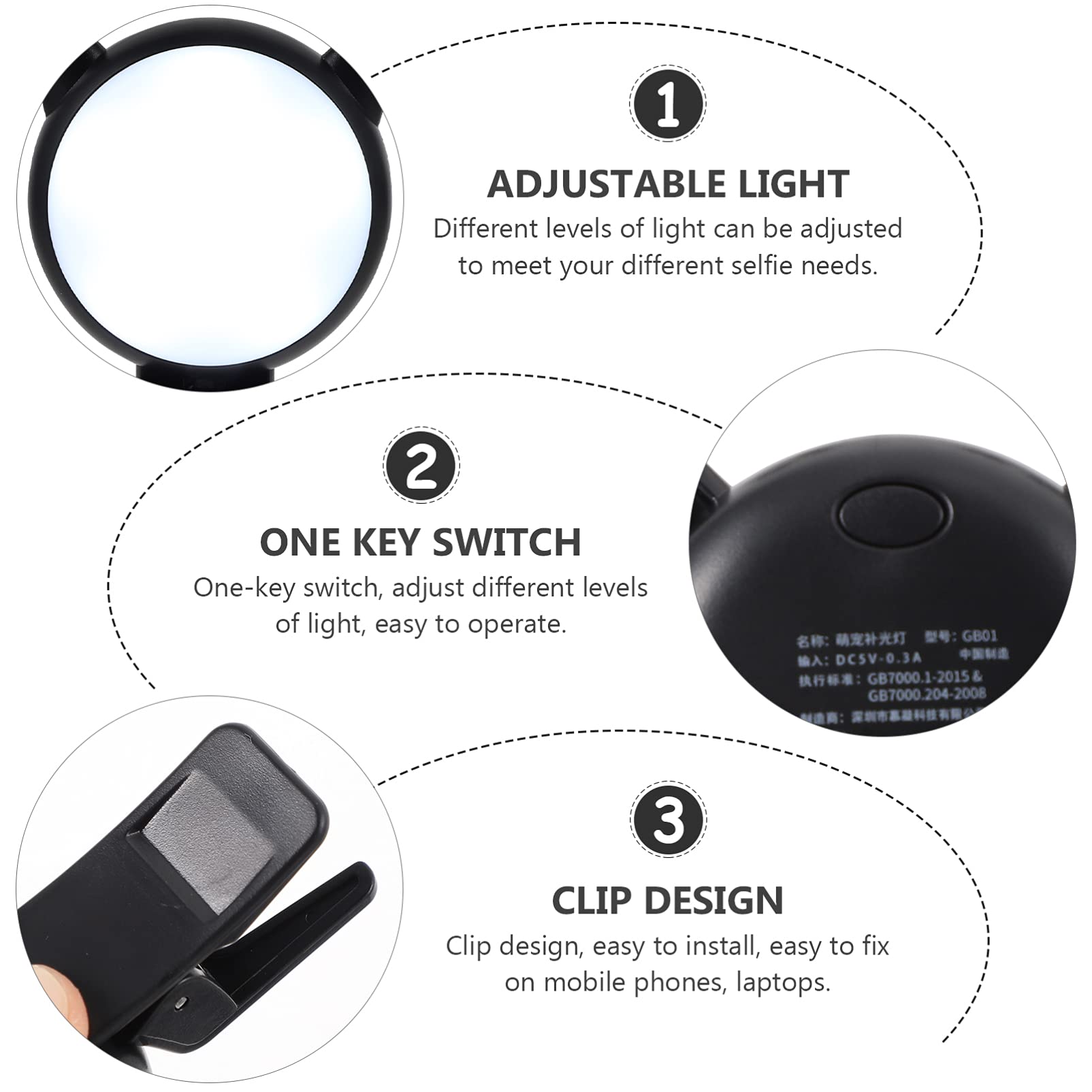 Mikikit 1 Set Mini LED Phone Ring Light - Portable Clip-on Selfie Light with Earth Tones for Mobile Phone, Perfect for Makeup Videos, Live Streaming & Beauty Photography