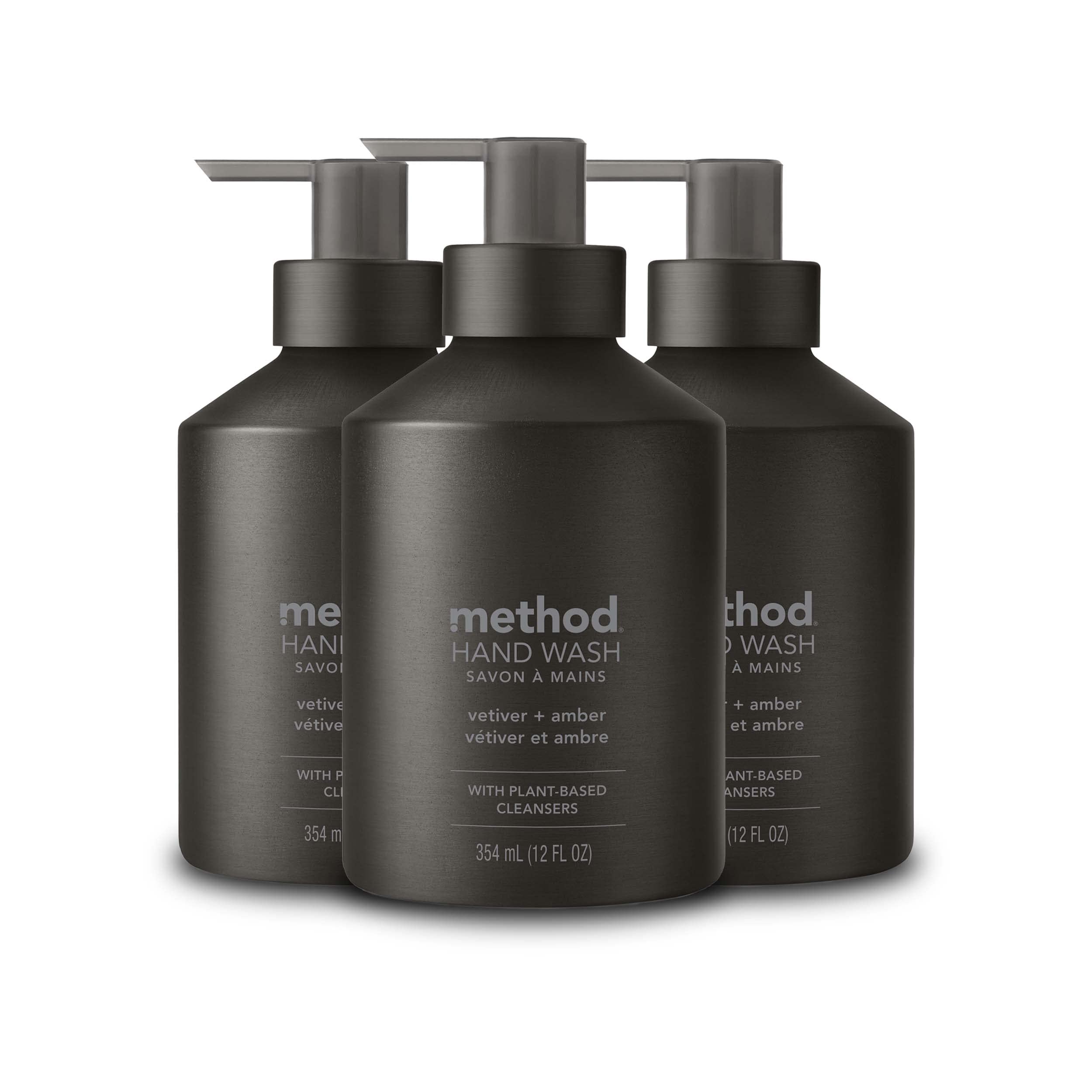 Method Gel Hand Soap & Body Wash - Vetiver Amber Scent, 28oz Reusable Black Aluminum Bottle with Biodegradable Formula | Perfect for Bathroom, Kitchen & Travel Use