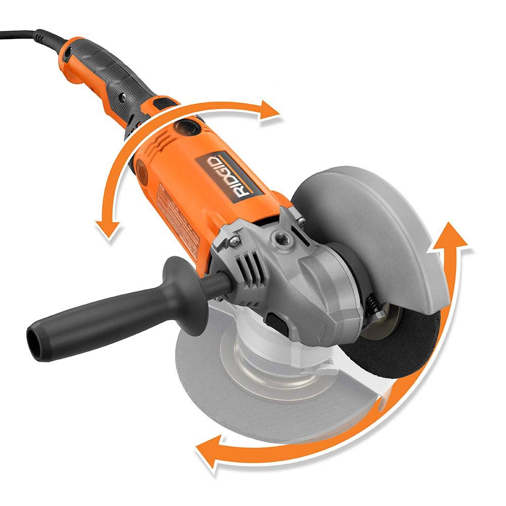 RIDGID 15 Amp Corded 7-Inch Twist Handle Angle Grinder - R10202 | Heavy-Duty Metal Cutting, Grinding & Polishing Tool for Construction, Welding & DIY Projects