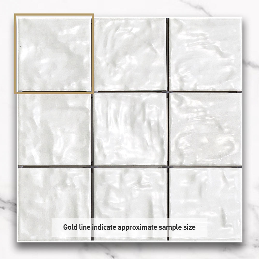 Premium Marrakesh White 120X120mm Glossy Zellige Square Tile - Perfect for Kitchen Backsplash, Bathroom Walls & Mediterranean Style Home Decor
