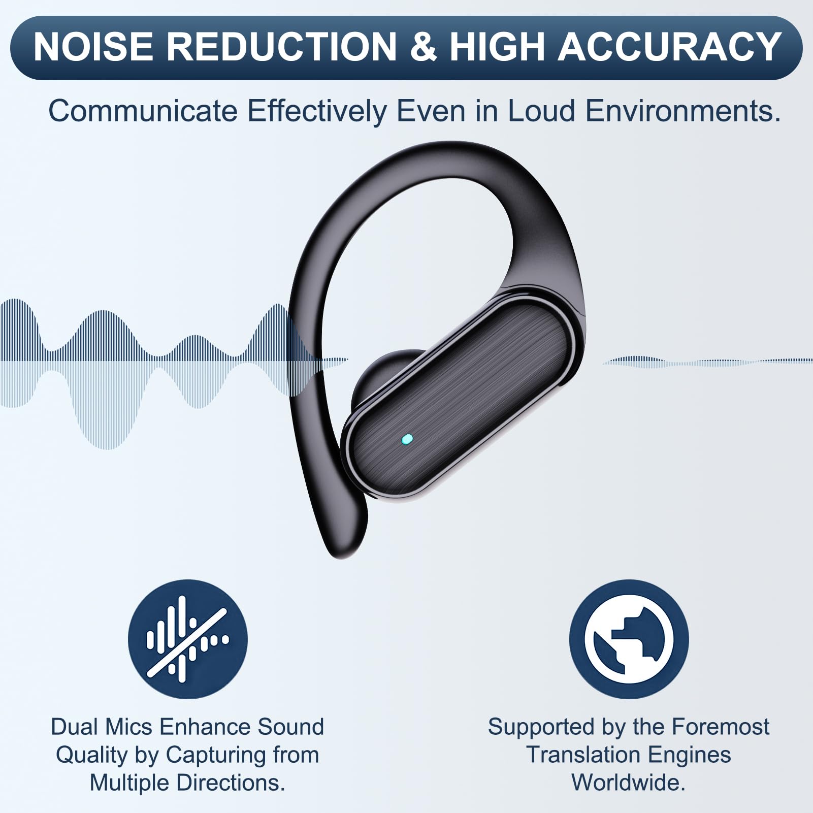 Real-Time Language Translator Earbuds - Bluetooth 144 Languages Translation Device with Mobile App | Perfect for Travel, Business Meetings & International Communication (Black)