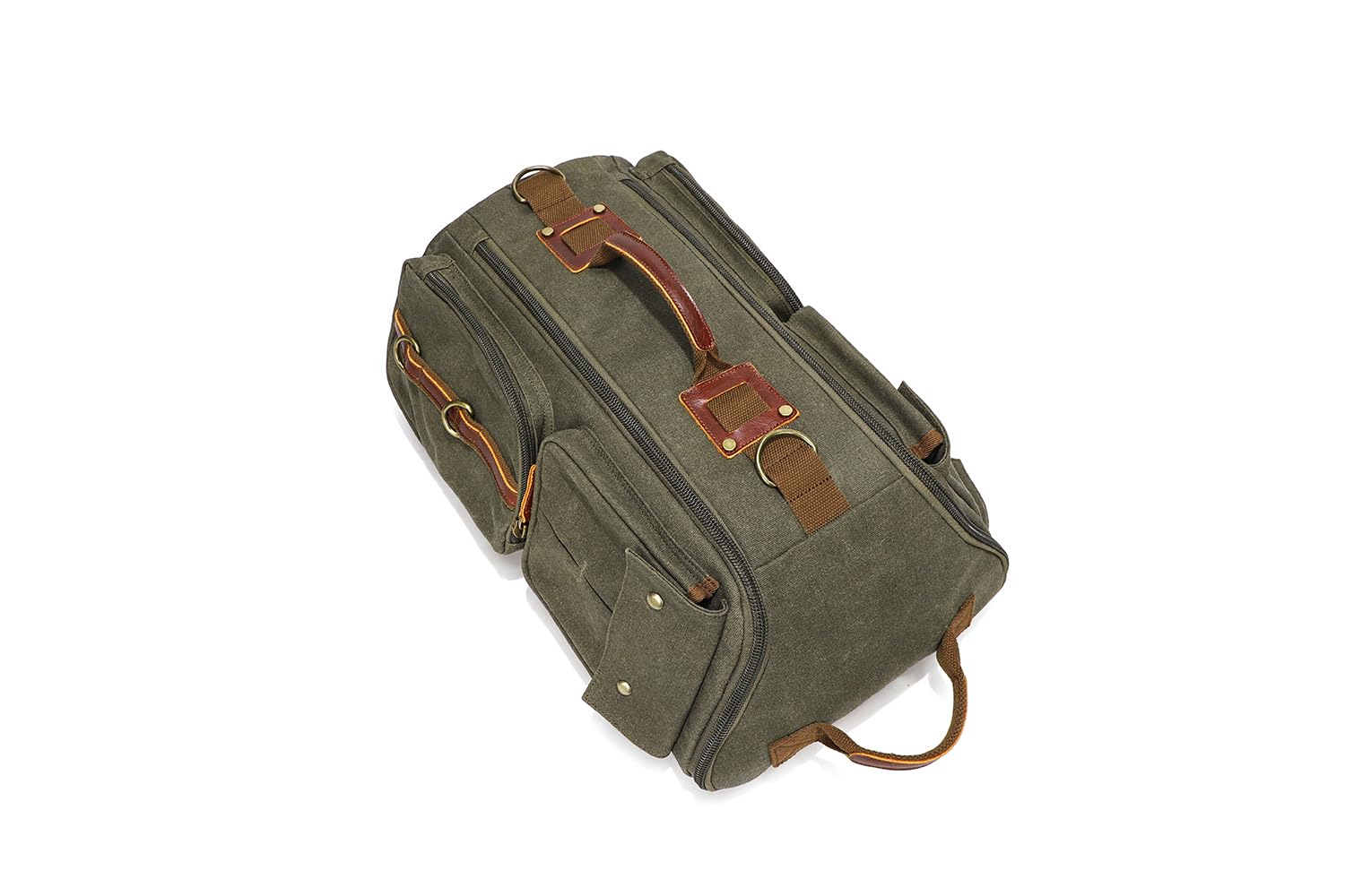 Peacechaos Heavy-Duty Waxed Canvas Backpack for Men - 17 Inch Laptop Rucksack with Genuine Leather - Multi-Pocket Travel Bag for Work, Hiking & Camping - Perfect for Office Commute, Outdoor Adventures & Travel