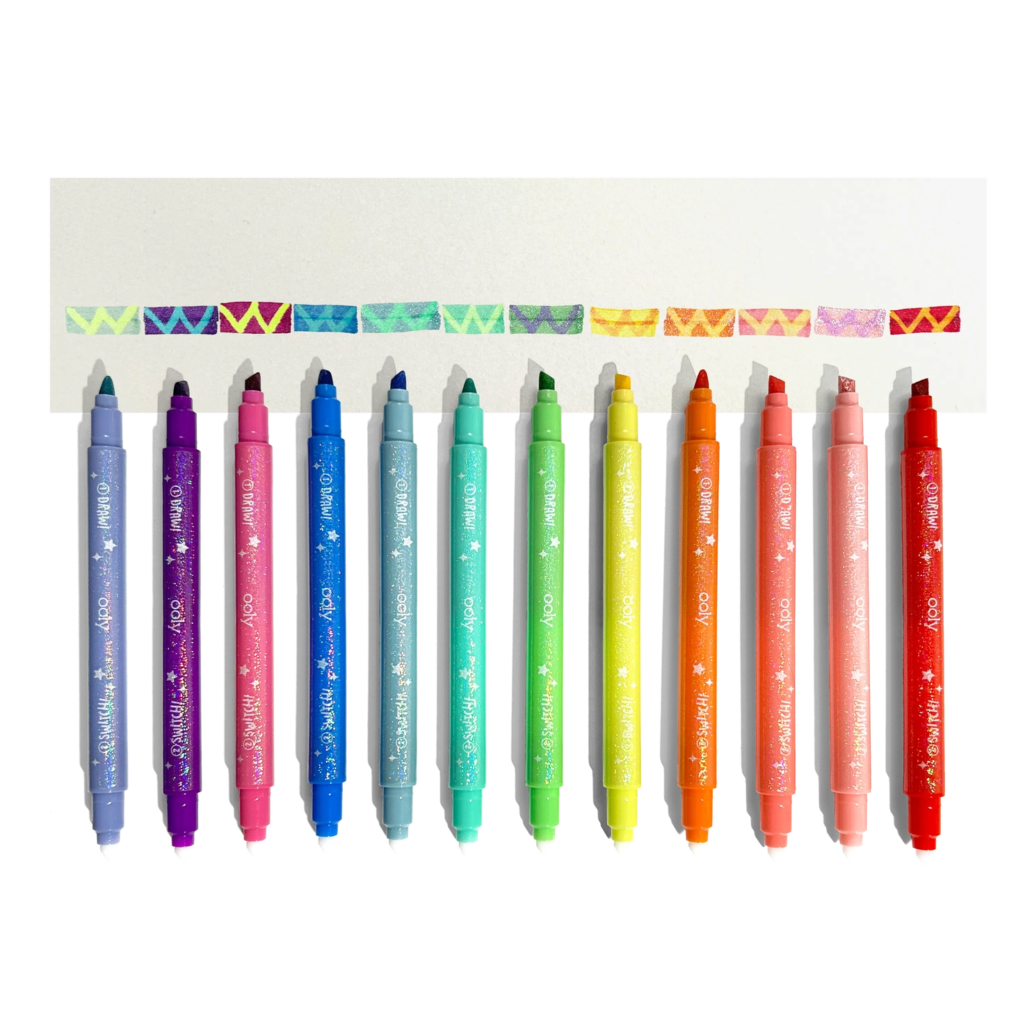 Switch Eroo Sparkle Glittery Color Changing Markers - 12 Pack Vibrant Art Supplies for Kids DIY Crafts, School Projects & Creative Drawing