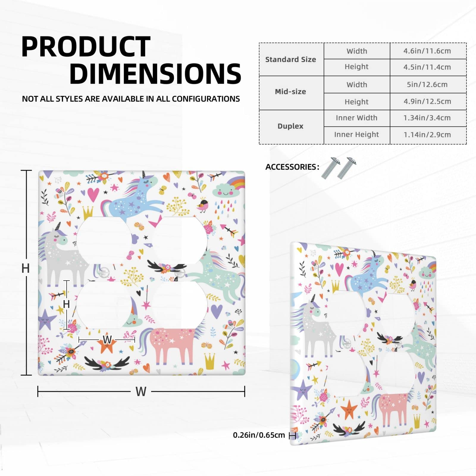 Pink Unicorn Double Duplex Outlet Covers - Decorative 2 Gang Wall Plate (4.5