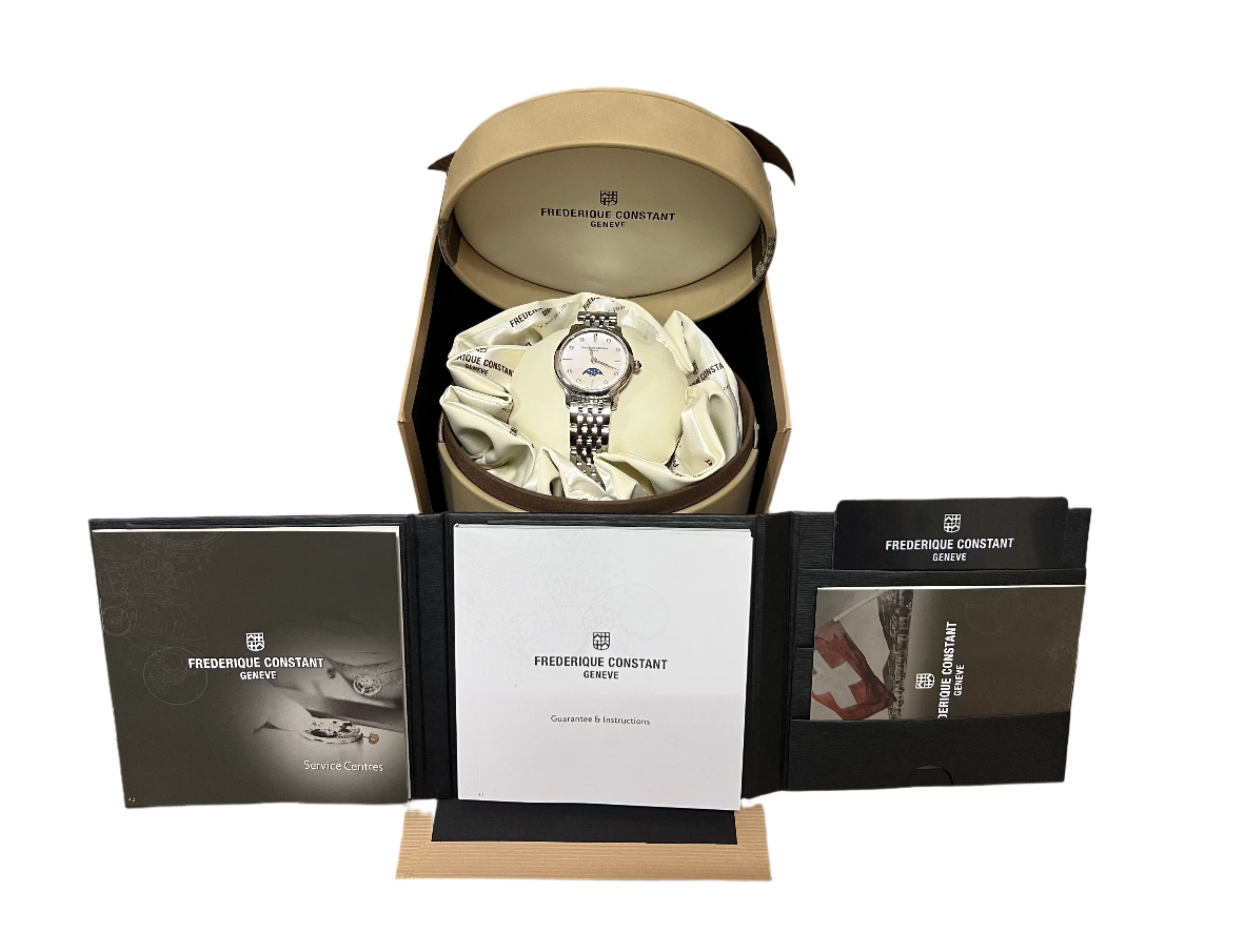 Frederique Constant Slimline Moon Phase Stainless Steel Women's Watch - Elegant Luxury Timepiece for Business, Evening Events & Special Occasions