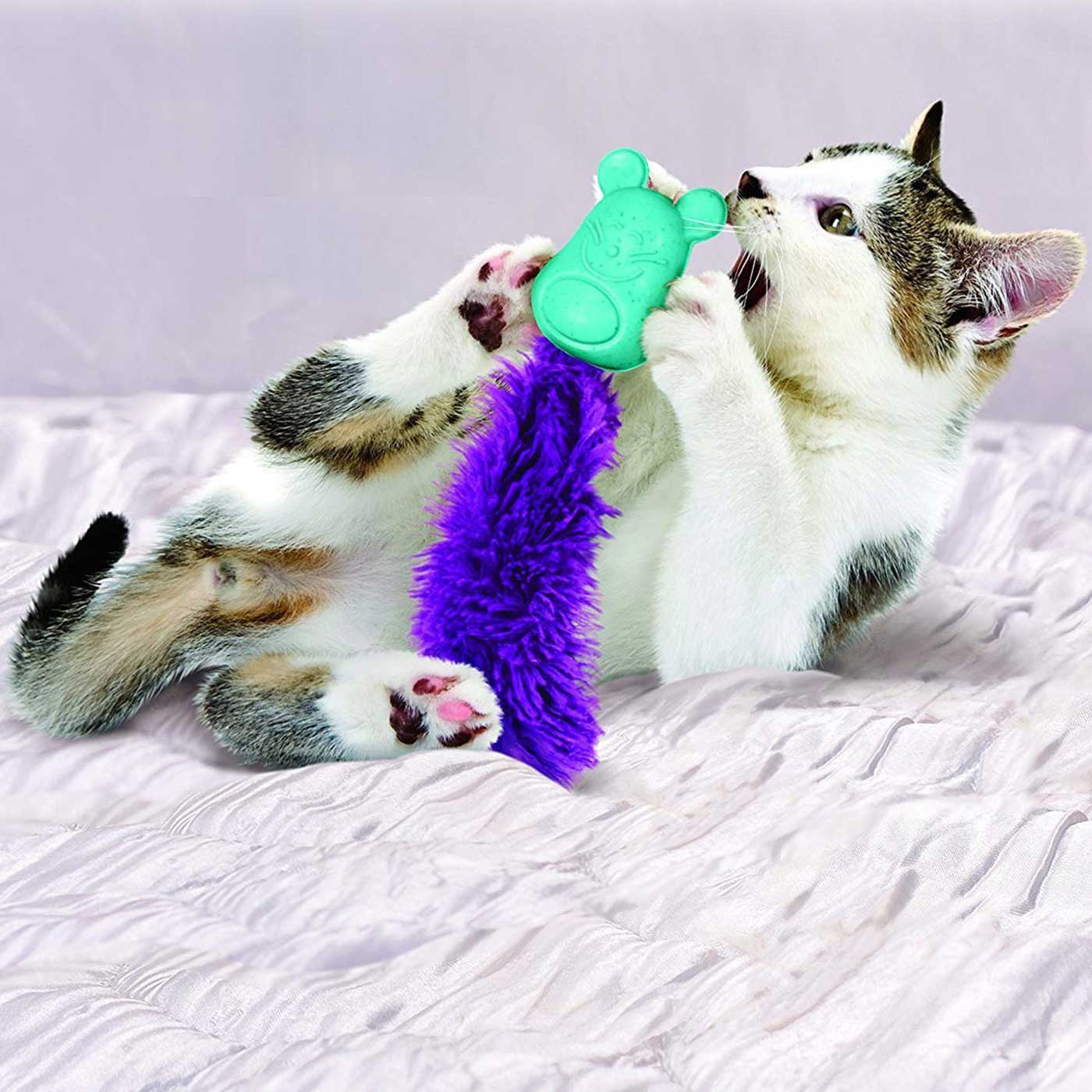 KONG Infused Bobble Mouse Cat Toy - Interactive Pet Play for Indoor Cats, Fun Teaser with Catnip for Kittens & Adult Cats - Perfect for Playtime & Exercise