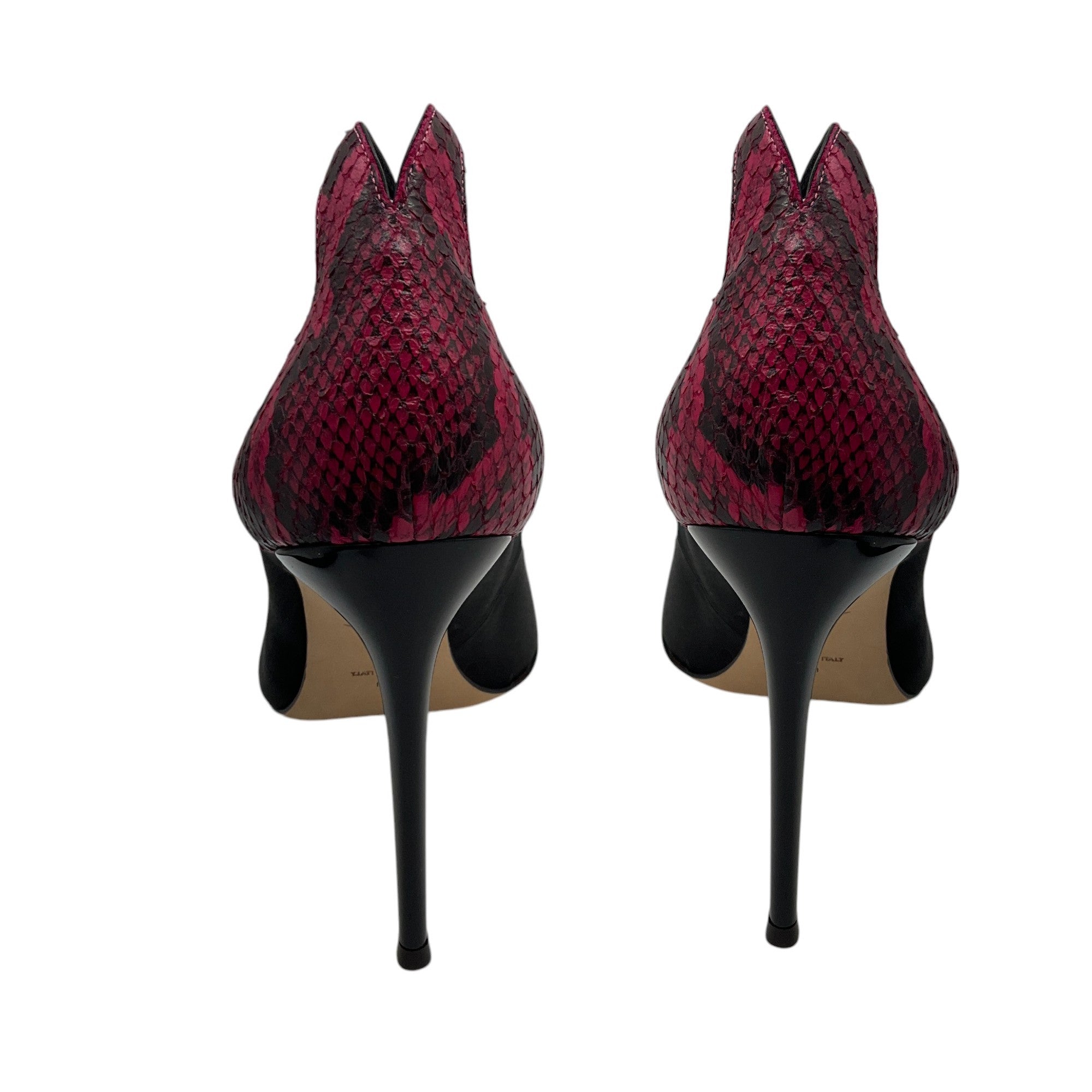Giuseppe Zanotti Women's Black & Pink Snakeskin Leather Trimmed Satin High Heel Pumps - Perfect for Evening Parties, Weddings & Special Occasions