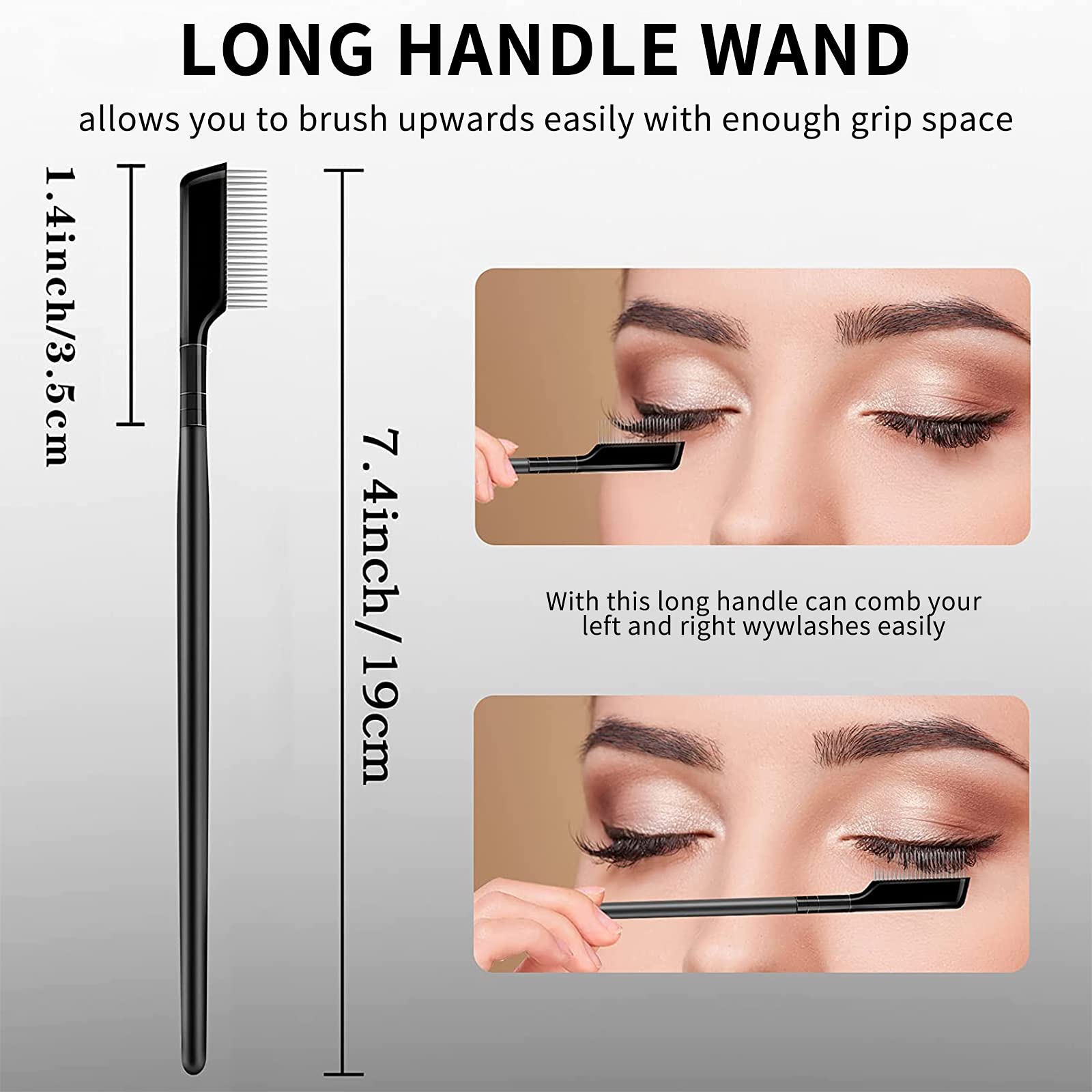 Eyelash Comb & Separator with Metal Teeth - 2 Pack Mascara Brush for Perfectly Separated Lashes | Ideal for Professional Makeup & Home Use