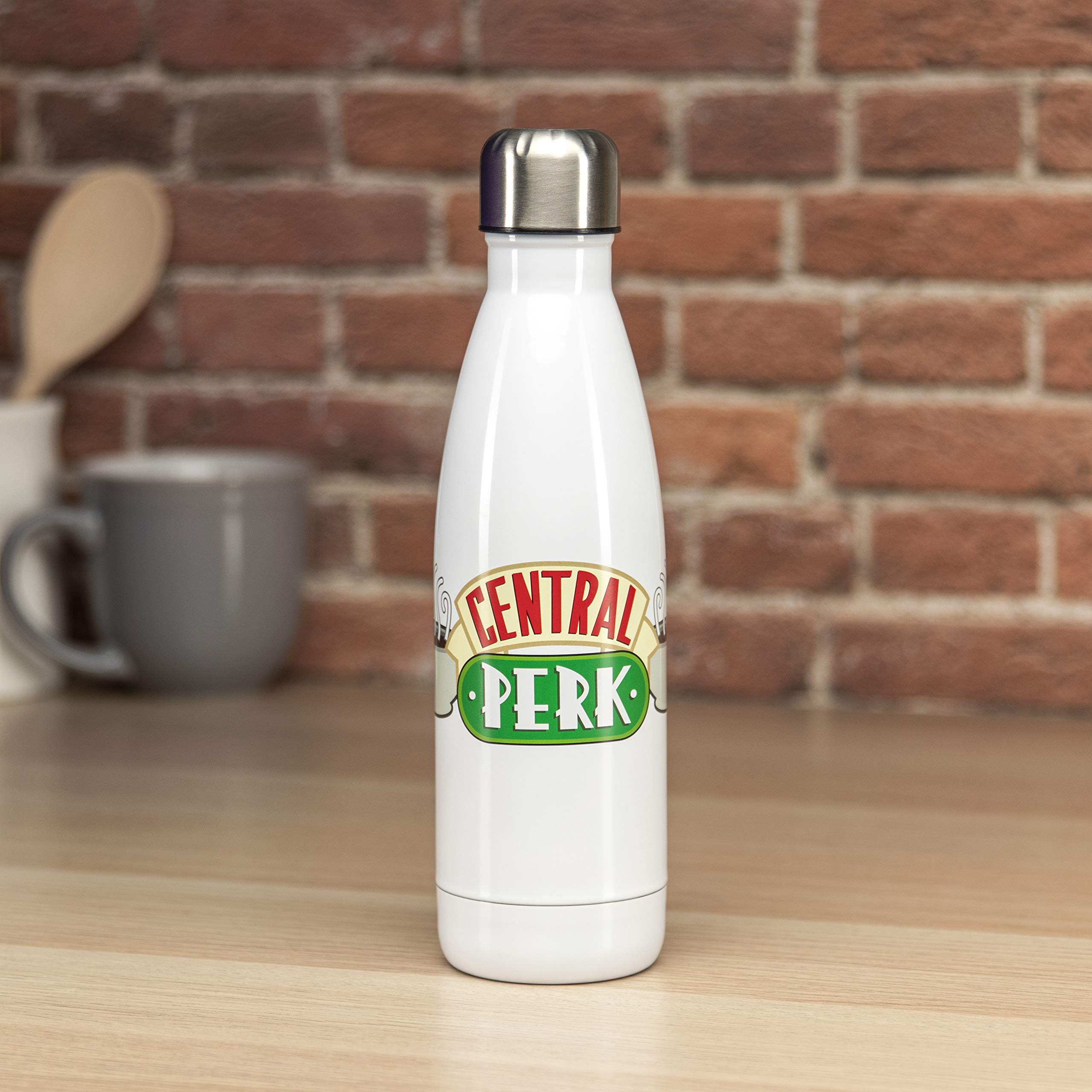 Official Friends Central Perk Large Metal Water Bottle - Insulated Stainless Steel Travel Mug with Leak-Proof Lid - Perfect for Coffee, Tea & Cold Drinks at Home, Office or Gym