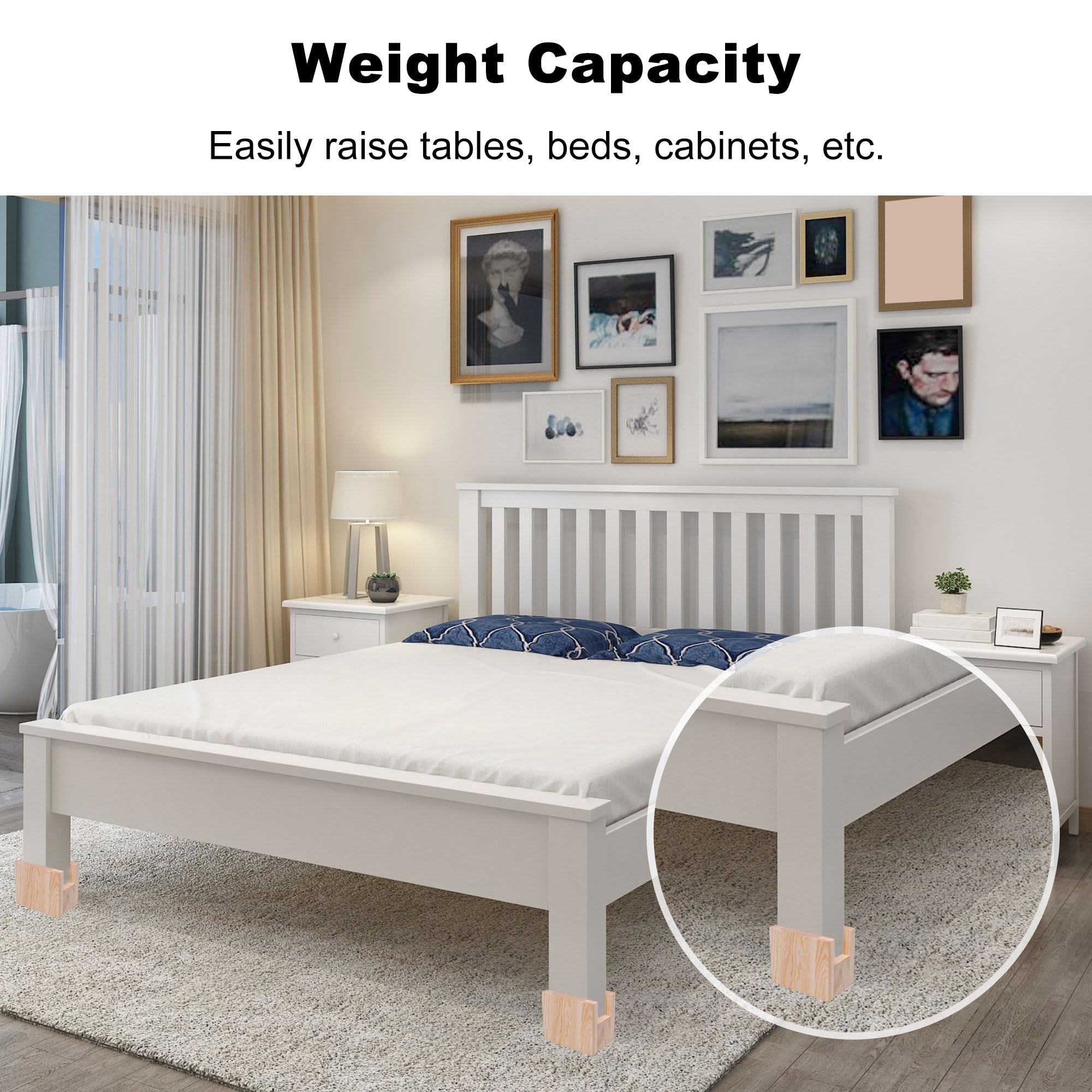 BQLZR 10x7x8.5cm Wooden Bed Risers - Furniture Lifters for Tables, Desks & Beds - Adjustable Height up to 5cm - Pack of 1 - Perfect for Storage, Leveling & Creating Extra Space Under Furniture