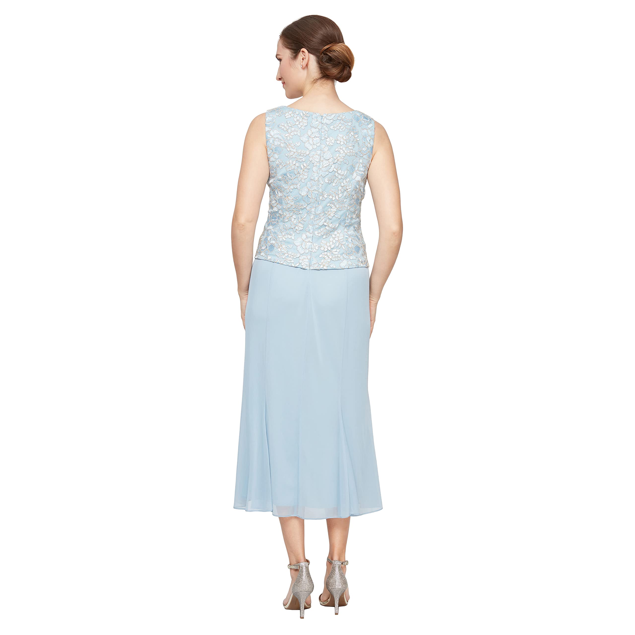 Alex Evenings Women's Plus Size Tea Length Button-Front Jacket Dress - Elegant Formal Attire for Weddings, Parties & Special Occasions