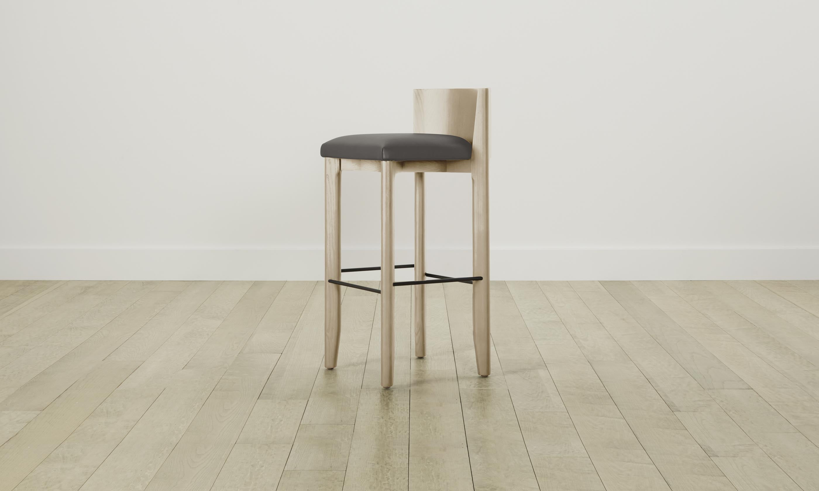 Premium Pebbled Leather Bar Stool - The Delancey Counter Height Stool in Ash Finish - Perfect for Kitchen Islands, Home Bars & Modern Dining Areas