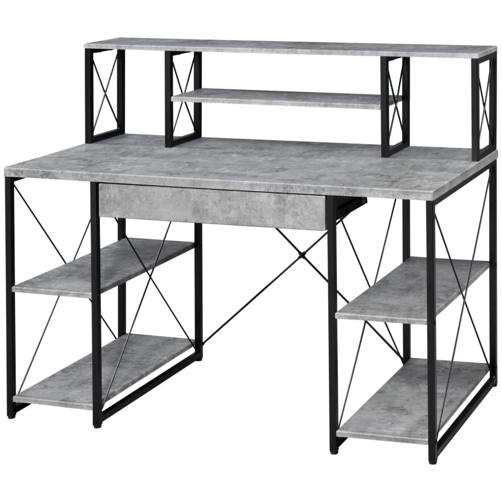 Amiel Faux Concrete Black Office Desk - Home & Workspace Furniture
