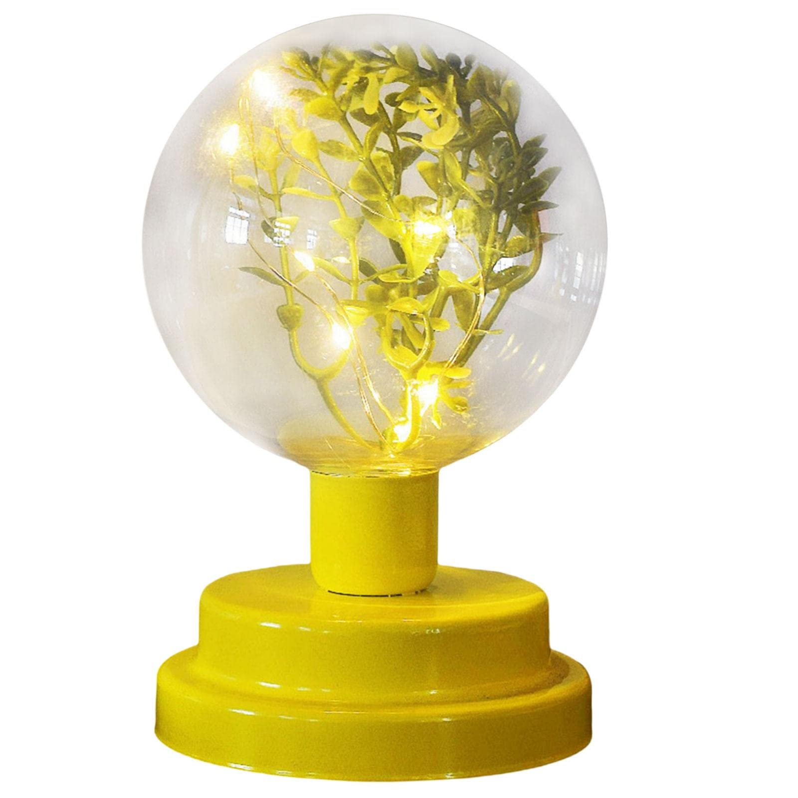 Decorative LED Table Lamp with Artificial Plant - Modern Night Light for Bedroom, Living Room, Dorm | Warm White Glow for Relaxation & Ambience