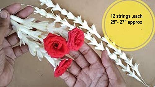 36 Artificial Tuberose & Red Rose Flower Strings - Bulk Pack for Wedding, Party, Home Decor | Floral Arrangements, Centerpieces, Wall Hangings