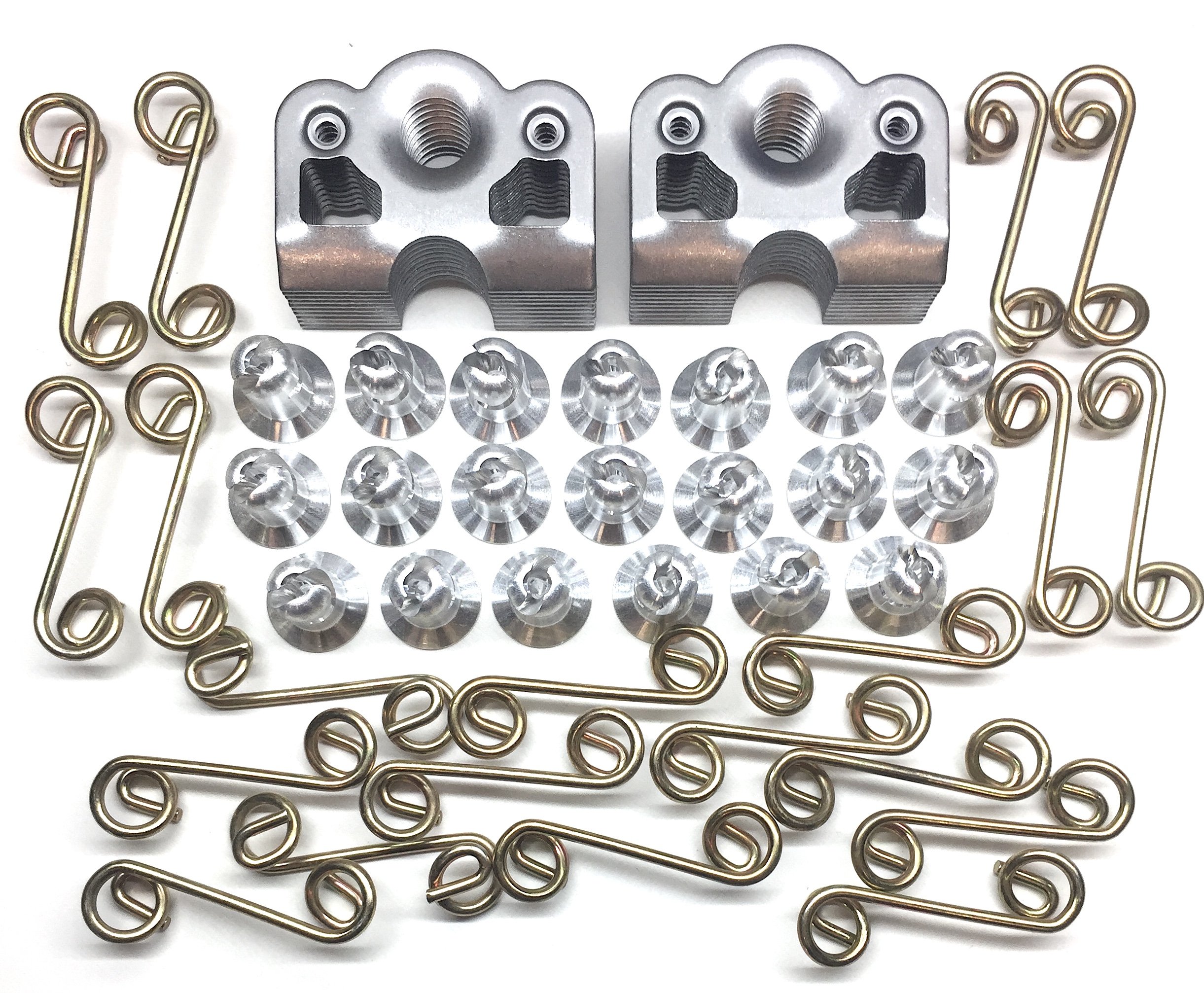 1/4 Turn Quick Release Aluminum Dzus Buttons with Springs & Tab Plates - 100 Pack for Automotive, Aviation & Industrial Fastening Applications