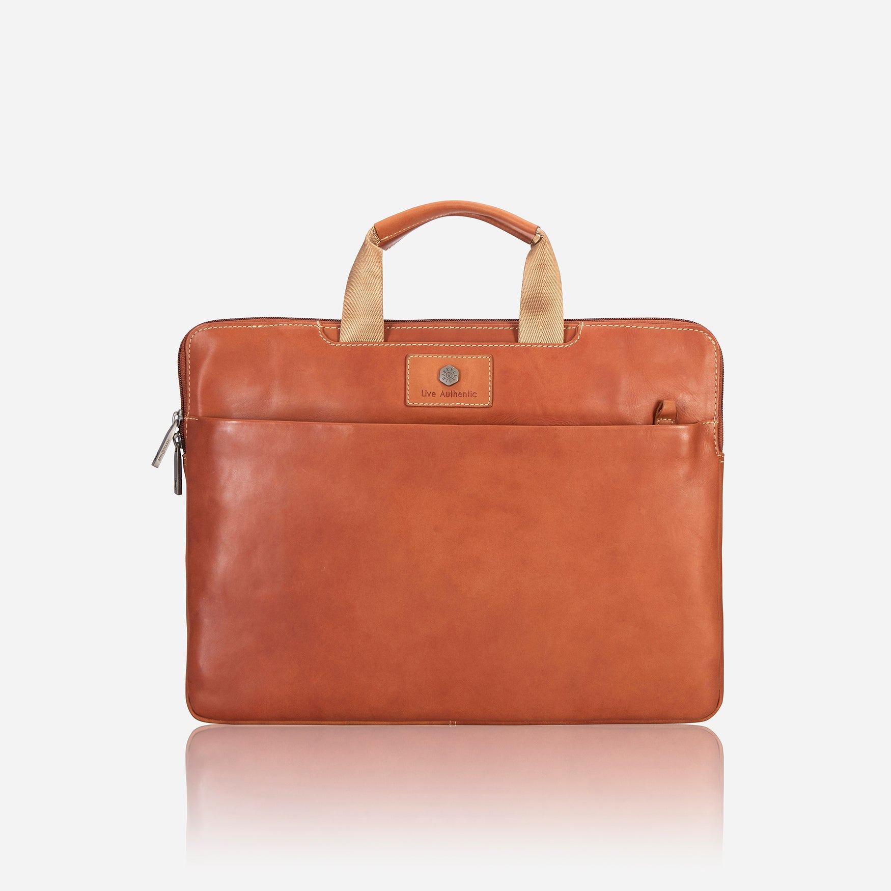 Premium Jekyll & Hide Texas Extra Slim Business Briefcase in Clay - Stylish & Professional Leather Laptop Bag for Work, Office, and Business Travel