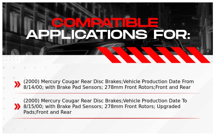 R1 Concepts Front & Rear Brake Kit with Pads, Rotors, Hardware & Sensors - Compatible with 2000 Mercury Cougar | OE Performance Braking System | Perfect for Daily Driving, Highway Commuting & Performance Upgrades