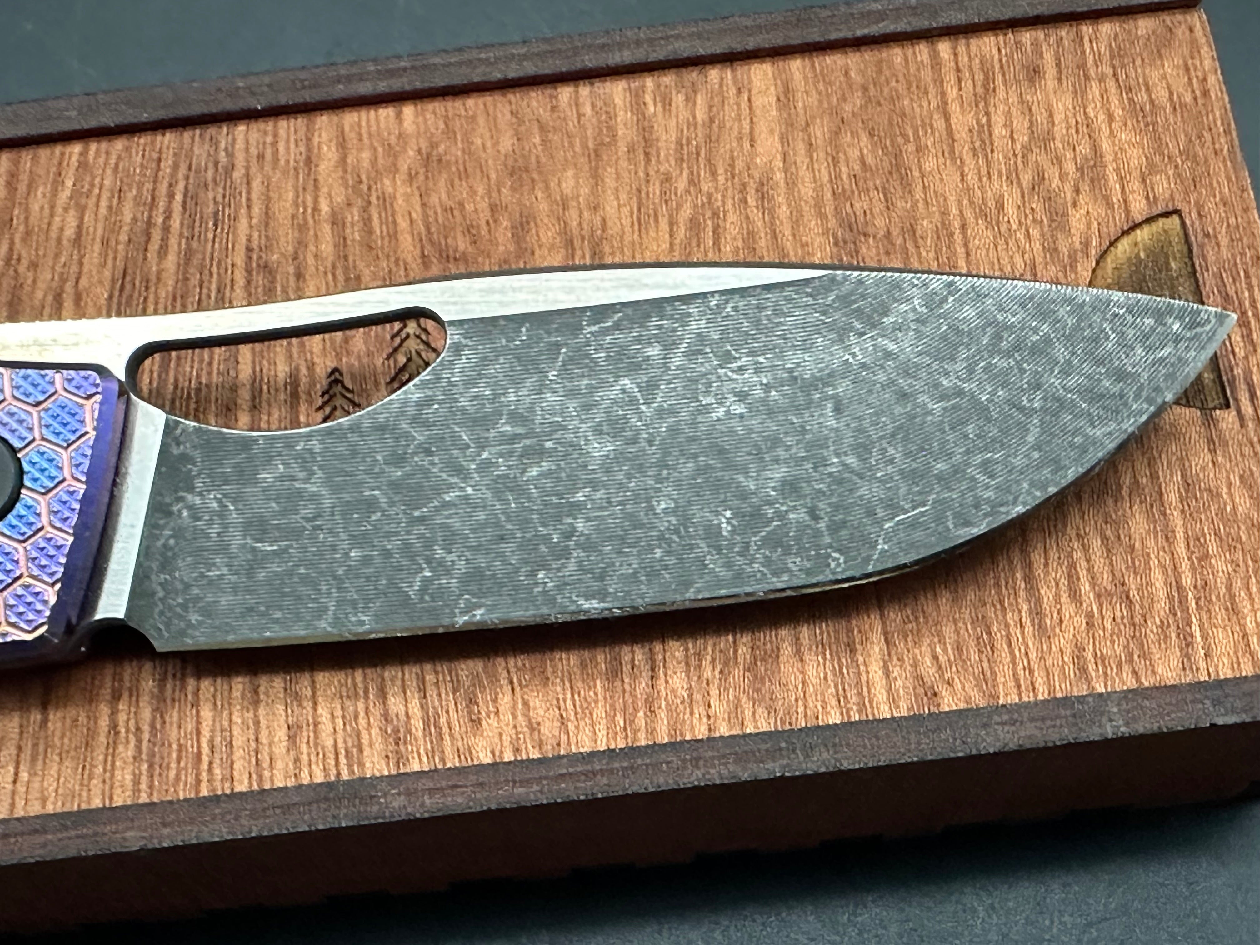 Rob Johnson Cedar 76V Folding Knife - Purple Titanium Handle with Rose Gold Hardware & M390 Acid Washed Blade - EDC, Outdoor, Camping, Survival, Hunting, Gift for Men