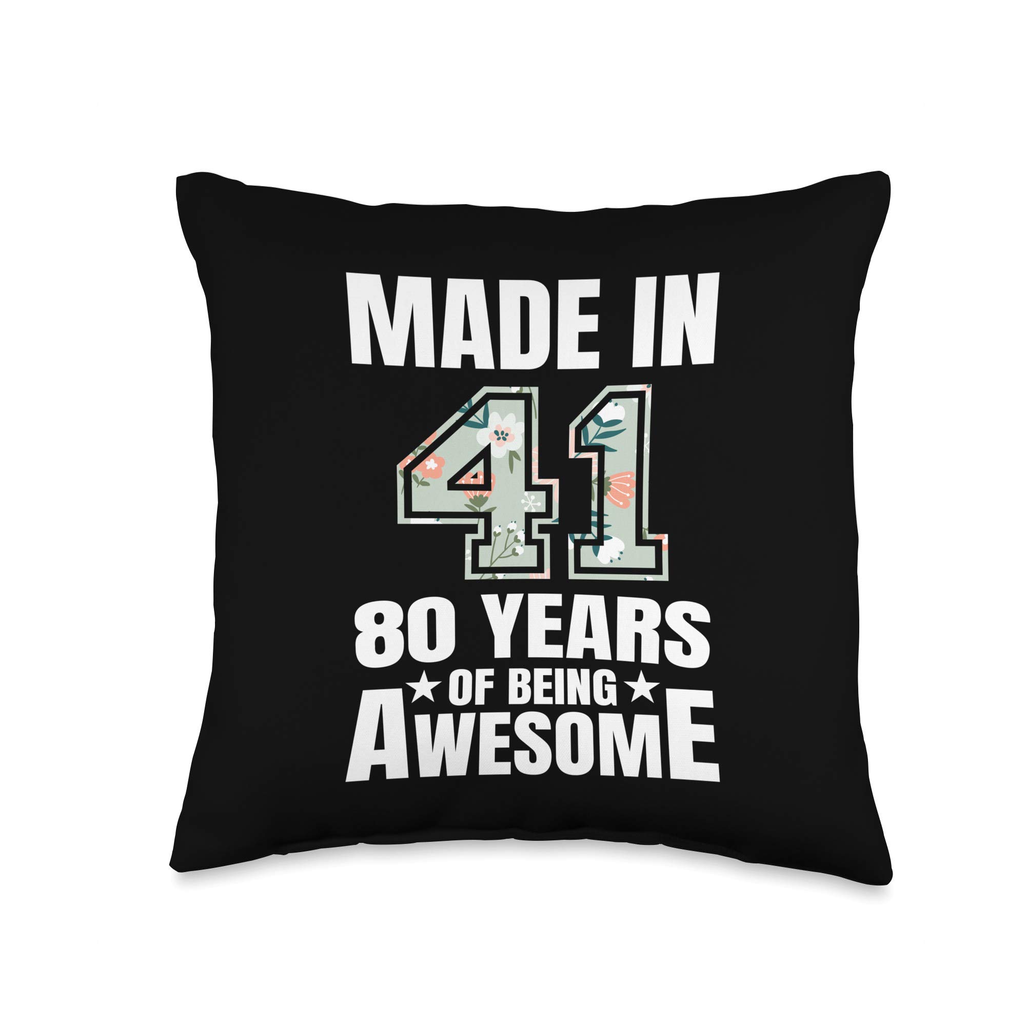 80th Birthday Gifts for Men & Women Born in 1941 - 16x16 Multicolor Throw Pillow - Perfect for Home Decor, Party Favors, and Anniversary Celebrations