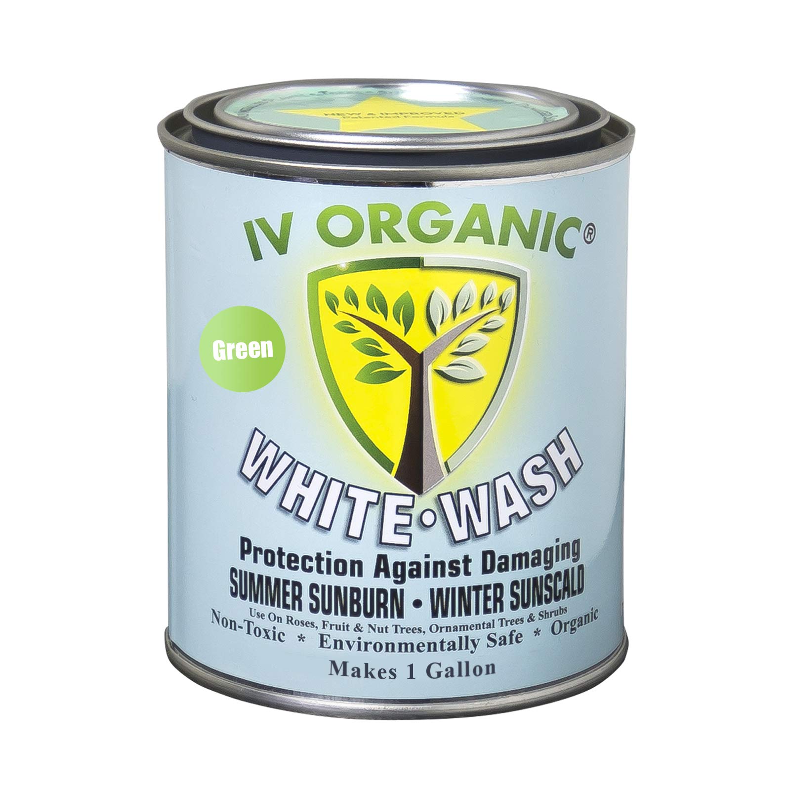 IV Organic White Wash Plant Guard - 1 Gallon (Green) | Natural Plant Protection for Trees & Shrubs | Ideal for Sunburn Prevention & Pest Control in Gardens