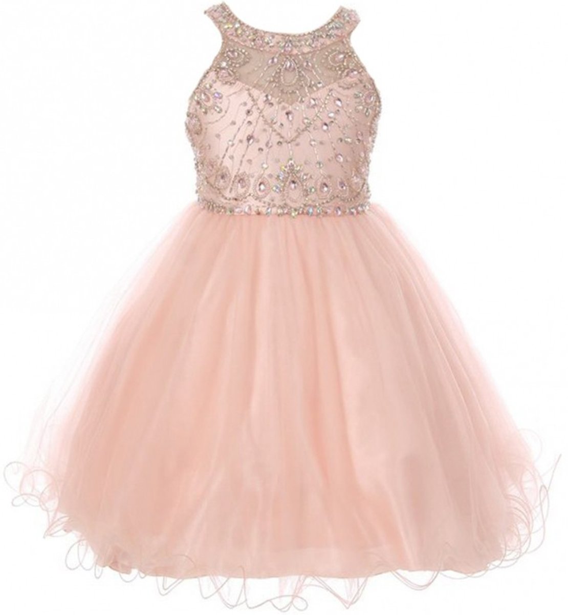 Junior Girls Rhinestone Pageant Dress - Holiday Party & Flower Girl Gown for Ages 4-18 | Perfect for Weddings, Pageants, and Special Occasions