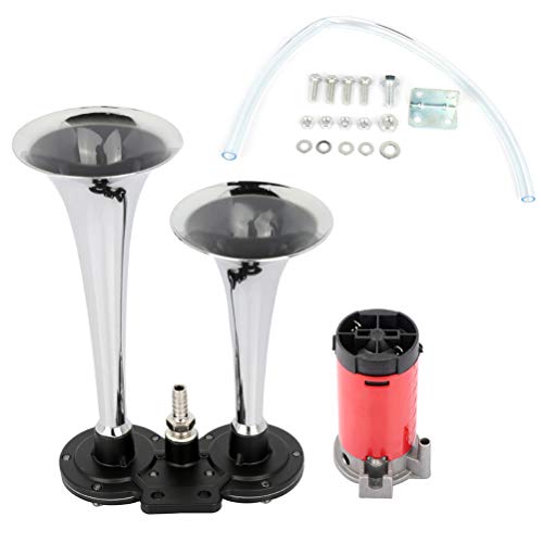 Dual Trumpet Air Horn with Red Compressor