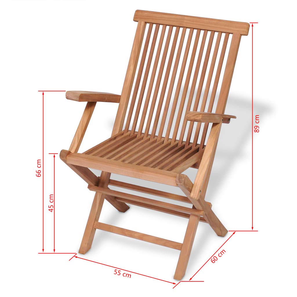 2 Pack Folding Garden Chairs with Armrests - Solid Teak Wood Outdoor Furniture for Patio, Lawn, Backyard, Poolside - Perfect for Relaxing, Sunbathing & Outdoor Dining