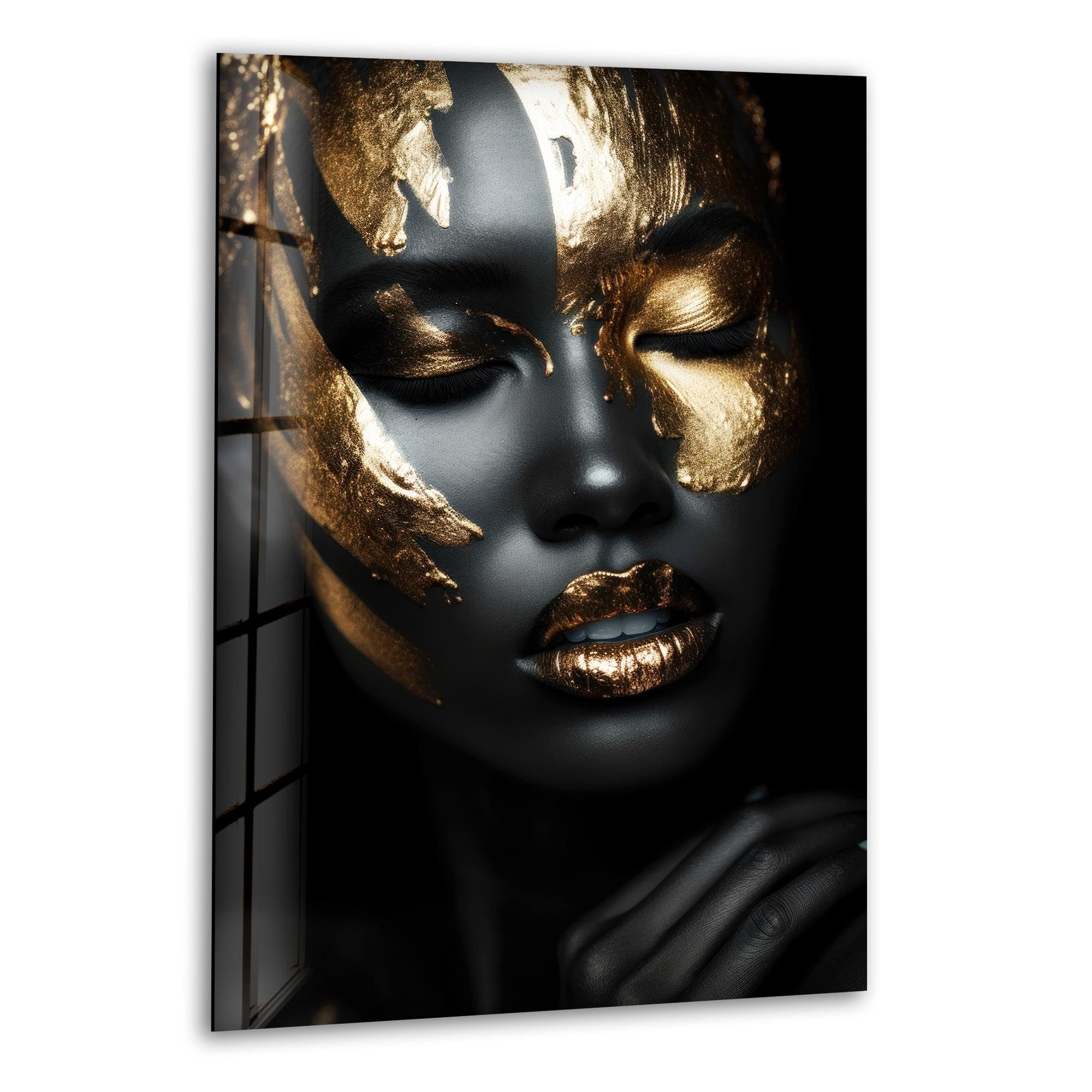 Black Woman Glass Wall Art - Elegant Handmade Home Decor for Living Room, Bedroom & Office - Perfect Gift for Women, African American Art