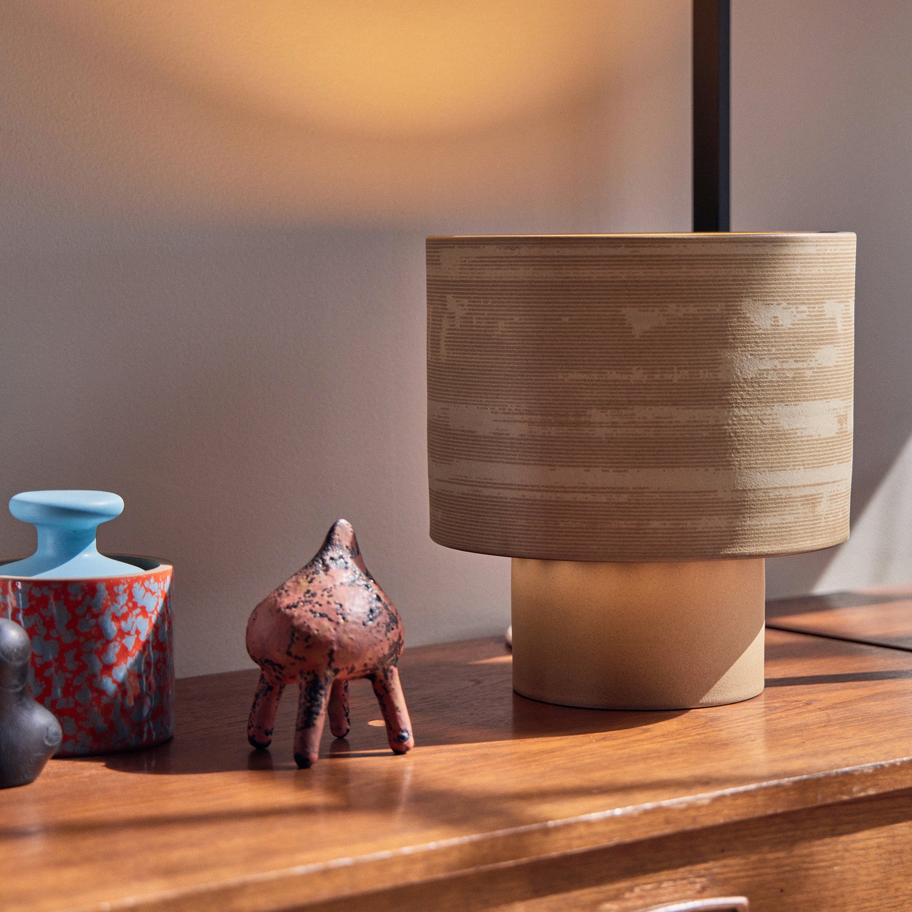 Hickory and Barley Stack Wide Table Lamp - Modern Farmhouse Bedside Lighting for Living Room, Bedroom & Office