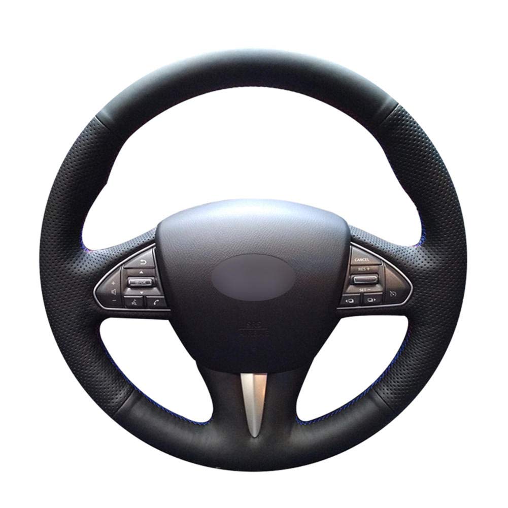 Premium Hand-Stitched Leather Steering Wheel Cover for Infiniti Q50 (2014-2015) - Non-Slip Grip & Luxury Upgrade - Perfect for Daily Commute & Road Trips