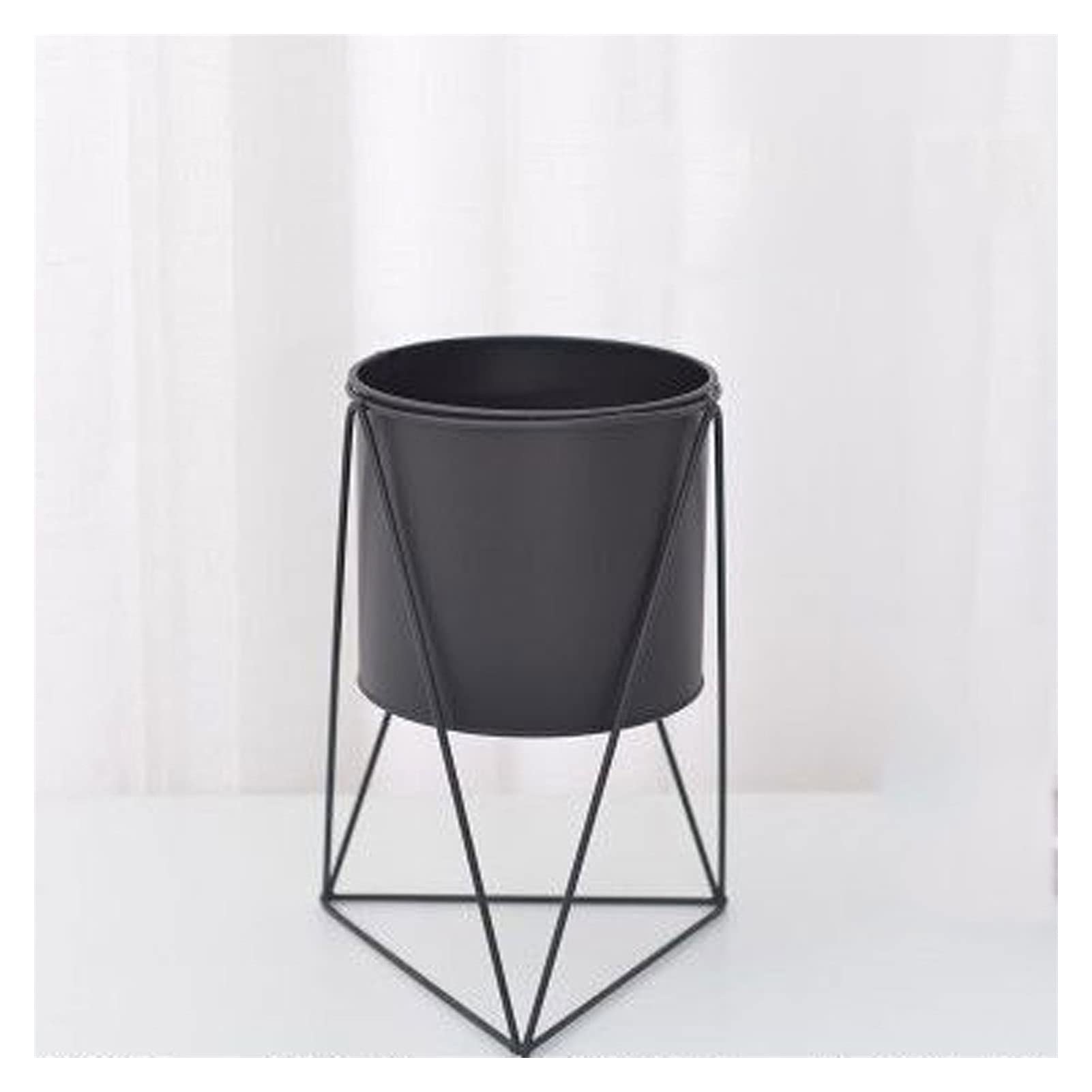 Nordic Creative Metal Flower Pot - Indoor Balcony Desktop Planter, Home Decoration Flower Stand, Black - Perfect for Succulents, Herbs & Small Plants in Living Room, Office or Patio