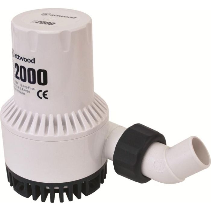 Attwood Heavy Duty Bilge Pump 2000 GPH - High Capacity Marine Water Pump for Boats, Yachts & RVs - Perfect for Emergency Flooding & Bilge Water Removal