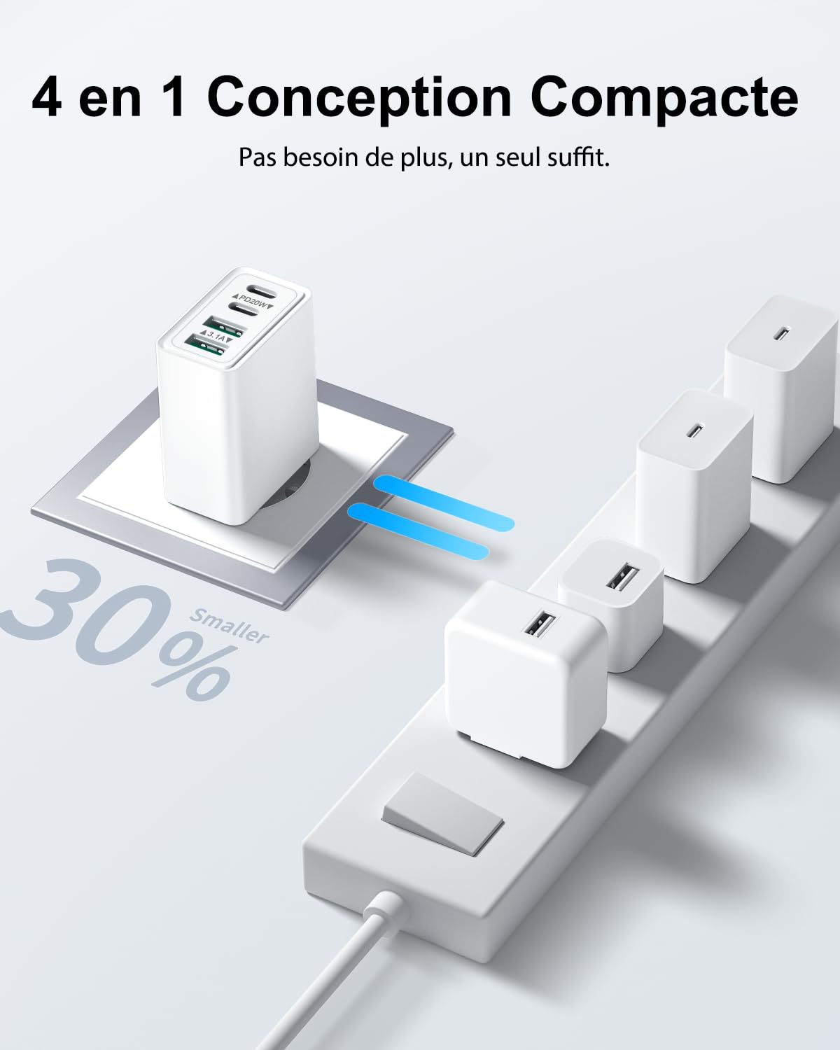 40W Fast USB C Charger with 4 Ports - Dual PD & QC 3.0 Charging Adapter for iPhone 14/13/12/11 Pro Max/XS/XR/8/7, Samsung Galaxy Tablets & More - Perfect for Home, Office & Travel Charging Needs