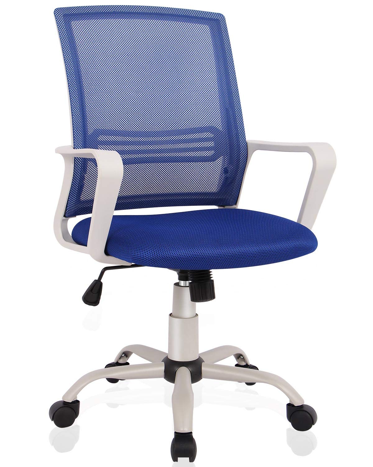 Ergonomic Office Chair with Lumbar Support - Adjustable Mesh Computer Desk Chair with Wheels & Arms for Home Office, Study, or Work - Mid Back Task Swivel Chair in Ocean Blue - Perfect for Long Hours of Comfortable Sitting & Productivity