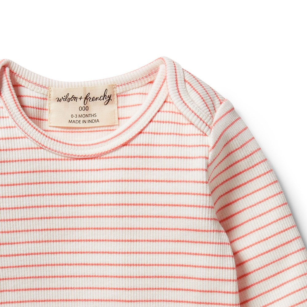 Organic Stripe Rib Top for Women - Soft & Comfortable Casual T-Shirt - Perfect for Everyday Wear, Layering & Outfits