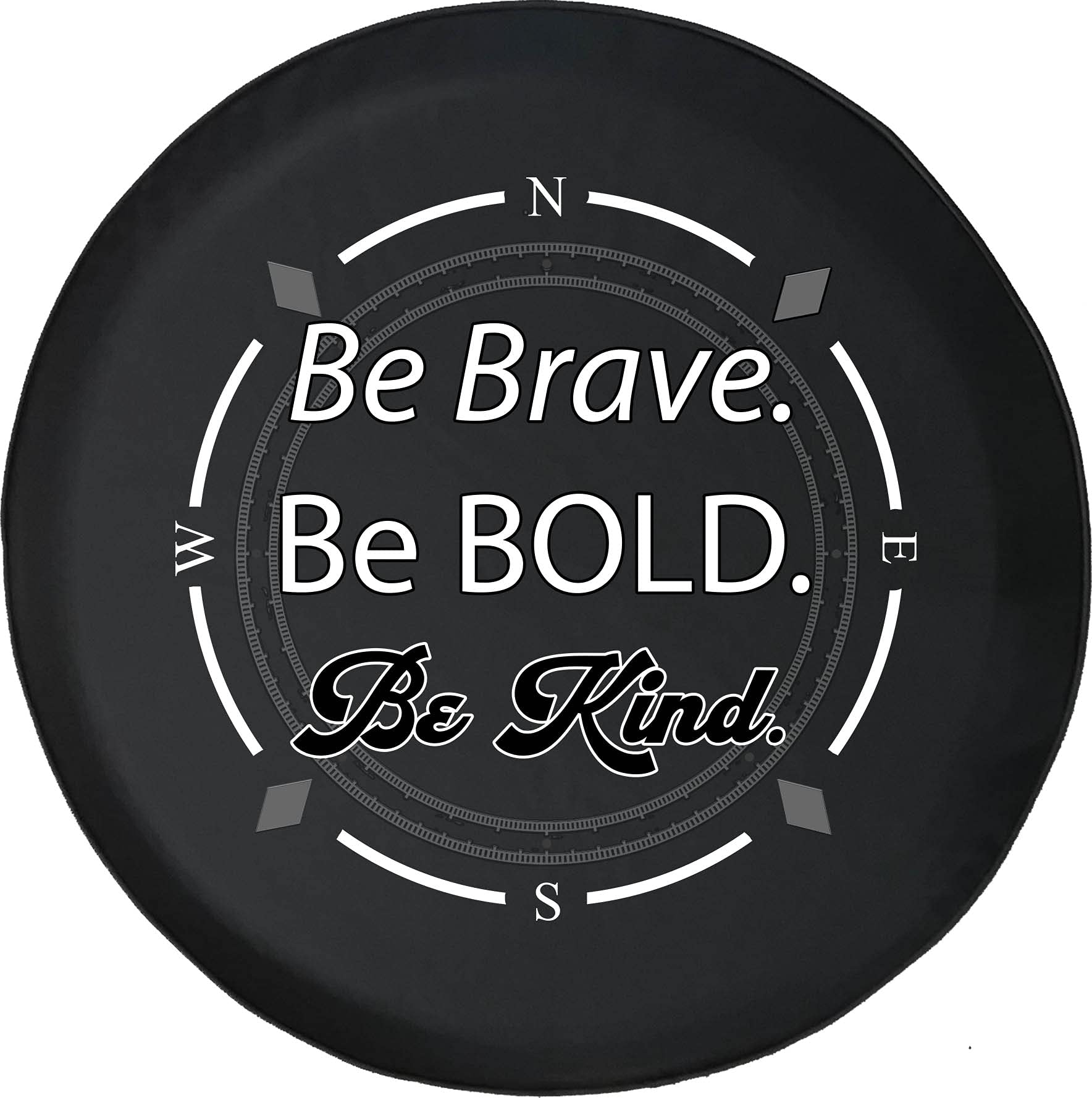 American Unlimited Spare Tire Cover with Compass Design - 'Be Brave Be Bold Be Kind' SUV, Trailer & RV Wheel Cover Accessories for Multiple Vehicles | Perfect for Off-Road Adventures, Camping Trips & Outdoor Travel