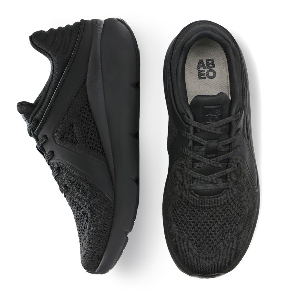 ABEO MXV Shift Women's Walking Shoes for Plantar Fasciitis Relief - Orthopedic Support Shoes with Removable Orthotic Insoles - Black (Size 8 Wide) - Ideal for Walking, Work & Everyday Comfort