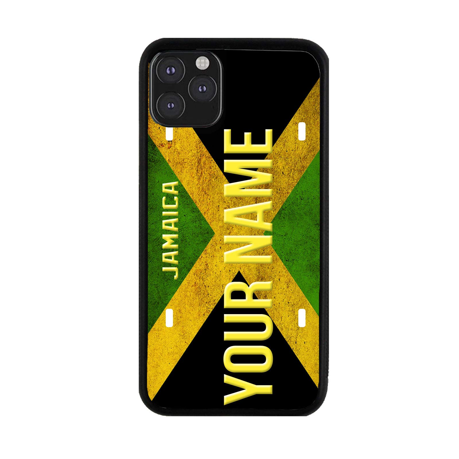 Custom Jamaican License Plate iPhone Case - Personalized Name Engraved for iPhone 5 to 16 | Perfect for Travel Lovers & Caribbean Theme Parties