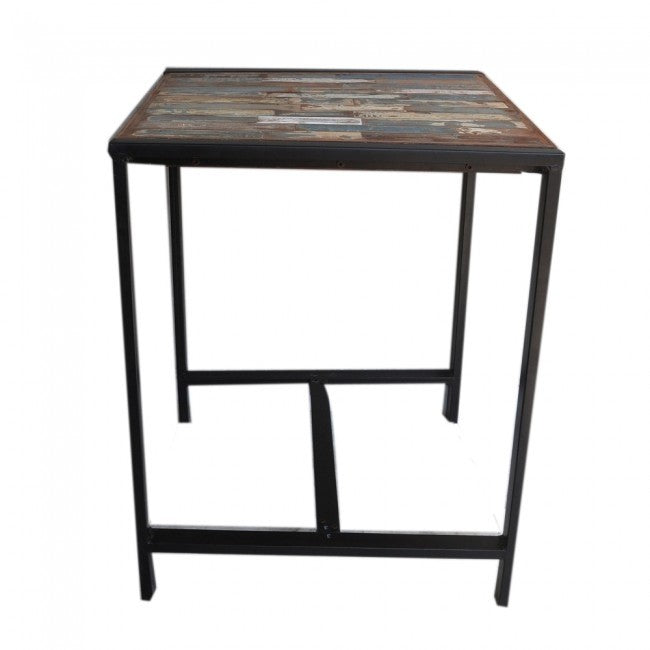 French Industrial Reclaimed Wood Bar Stool Set - Rustic Pub & Kitchen Counter Height Stools for Home, Cafe, and Restaurant Decor