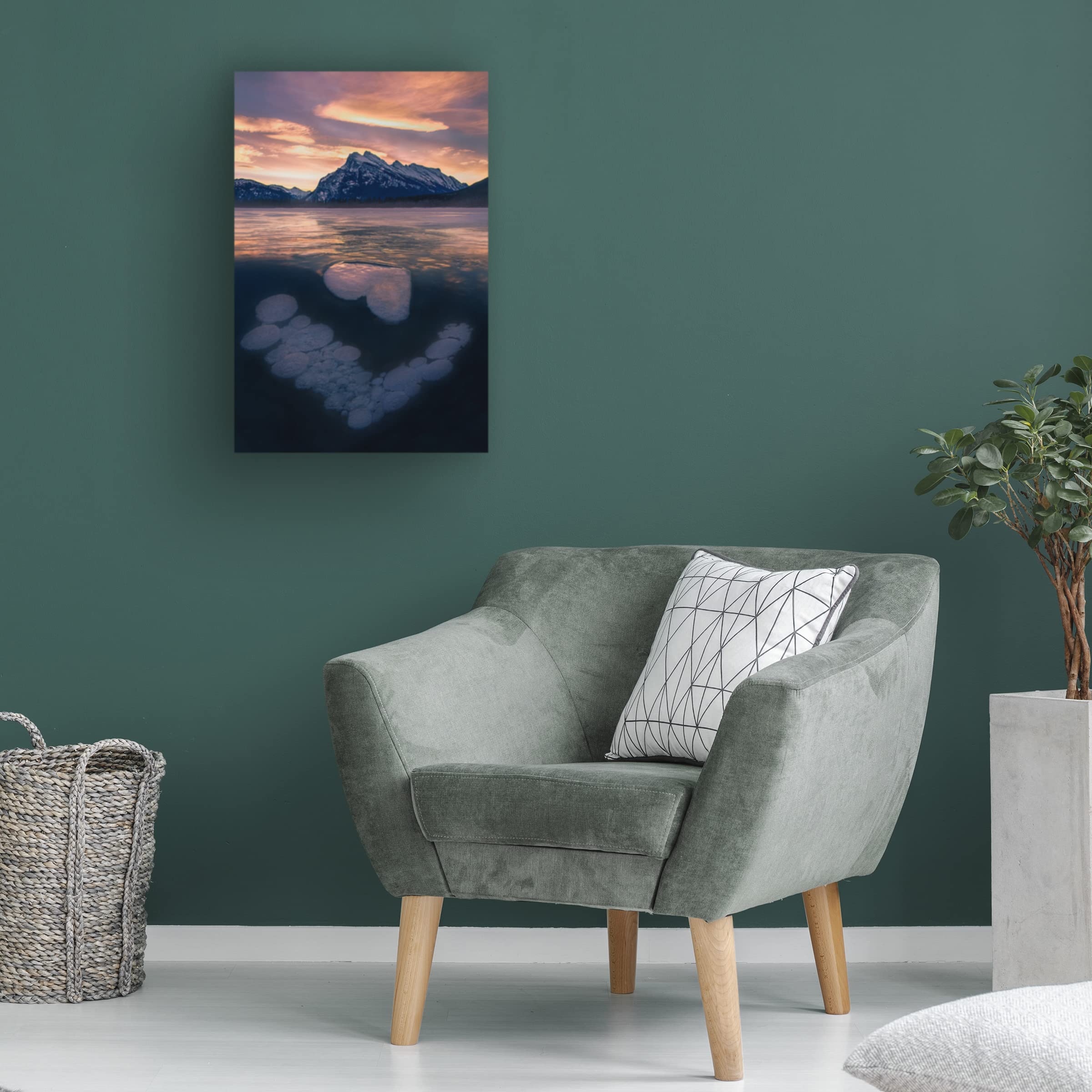 Trademark Fine Art 'Ice Bubbles In Vermilion Lakes' Canvas Wall Art Print by Leah Xu - Stunning Nature Landscape Painting for Living Room, Bedroom & Office Decor