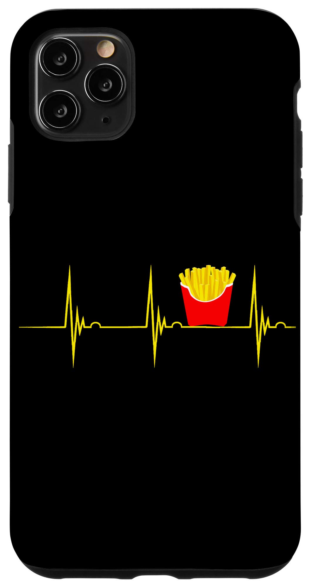 iPhone 11 Pro Max Case - French Fries & Heartbeat ECG Design - Funny Fast Food Themed Phone Cover for Apple iPhone 11 Pro Max - Perfect for Food Lovers, Medical Professionals & Pop Culture Enthusiasts