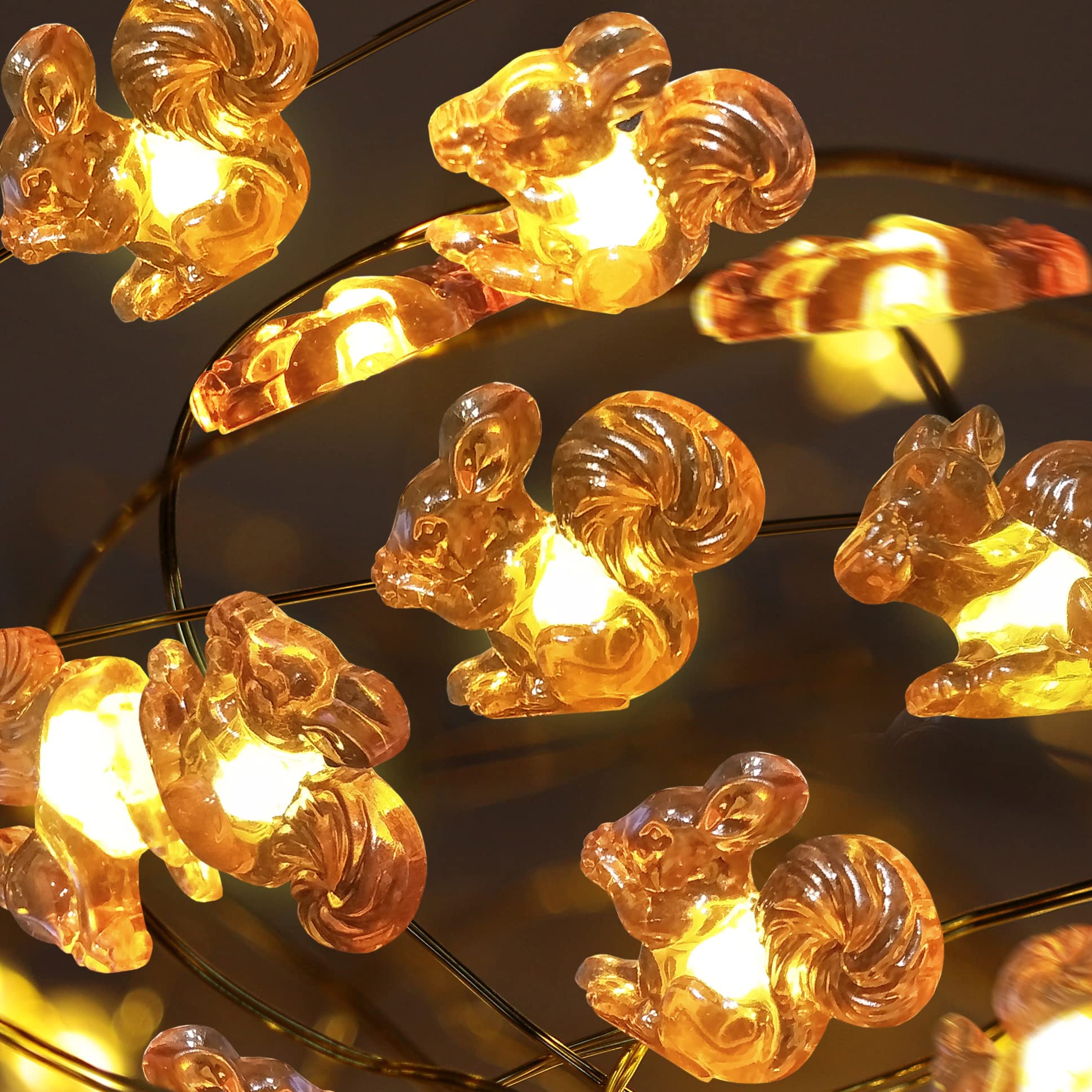 FURORA Squirrel LED Fairy Lights with 6/18H Timer - 20 Warm White LED String Lights, 90-Inch Battery Operated Indoor Fairy Lights for Bedroom, Nursery, Wedding, Party & Home Decor