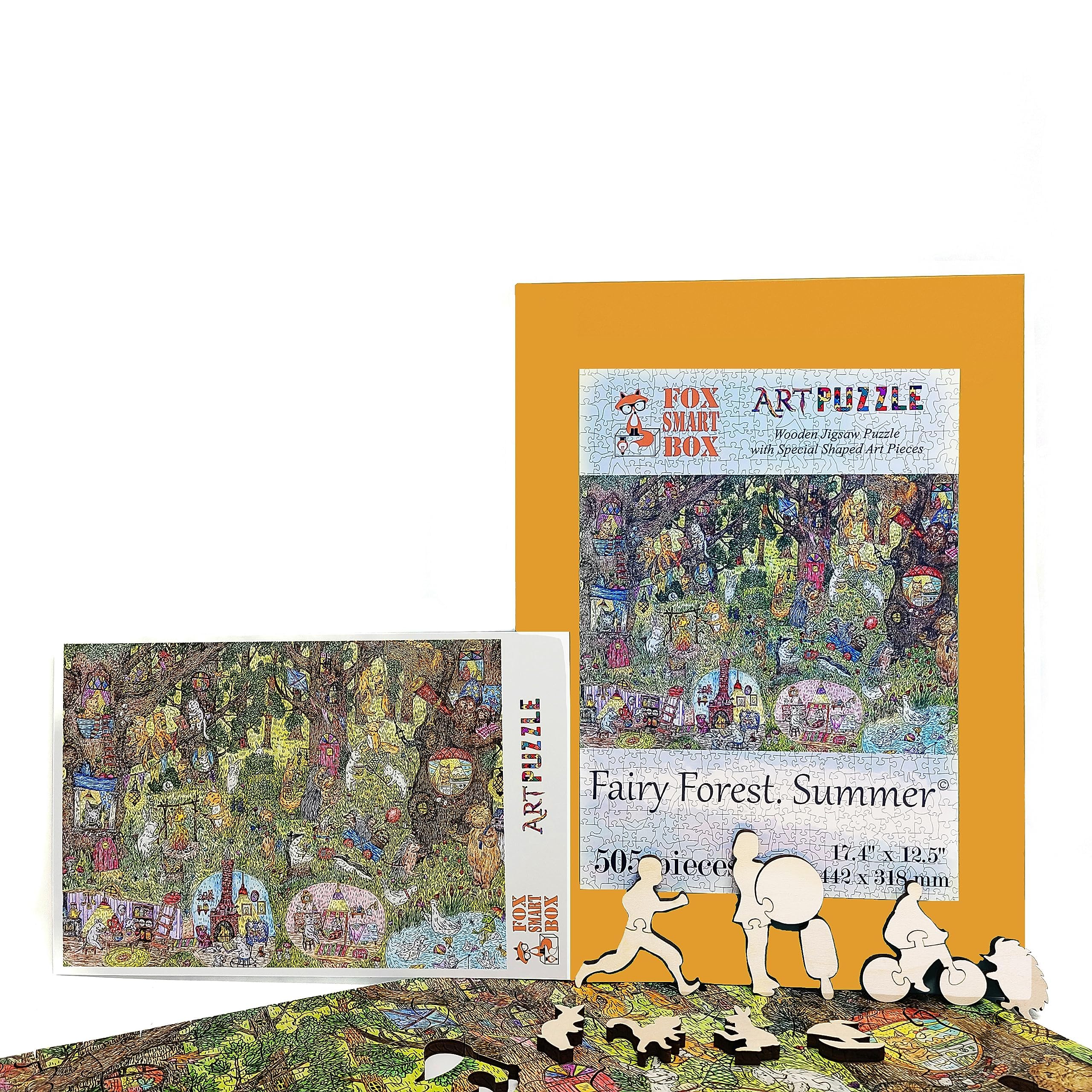 Premium 505-Piece Wooden Puzzle for Adults - Unique Fairy Forest Design - Handcrafted in USA by FoxSmartBox - Perfect for Relaxation, Stress Relief & Family Game Nights