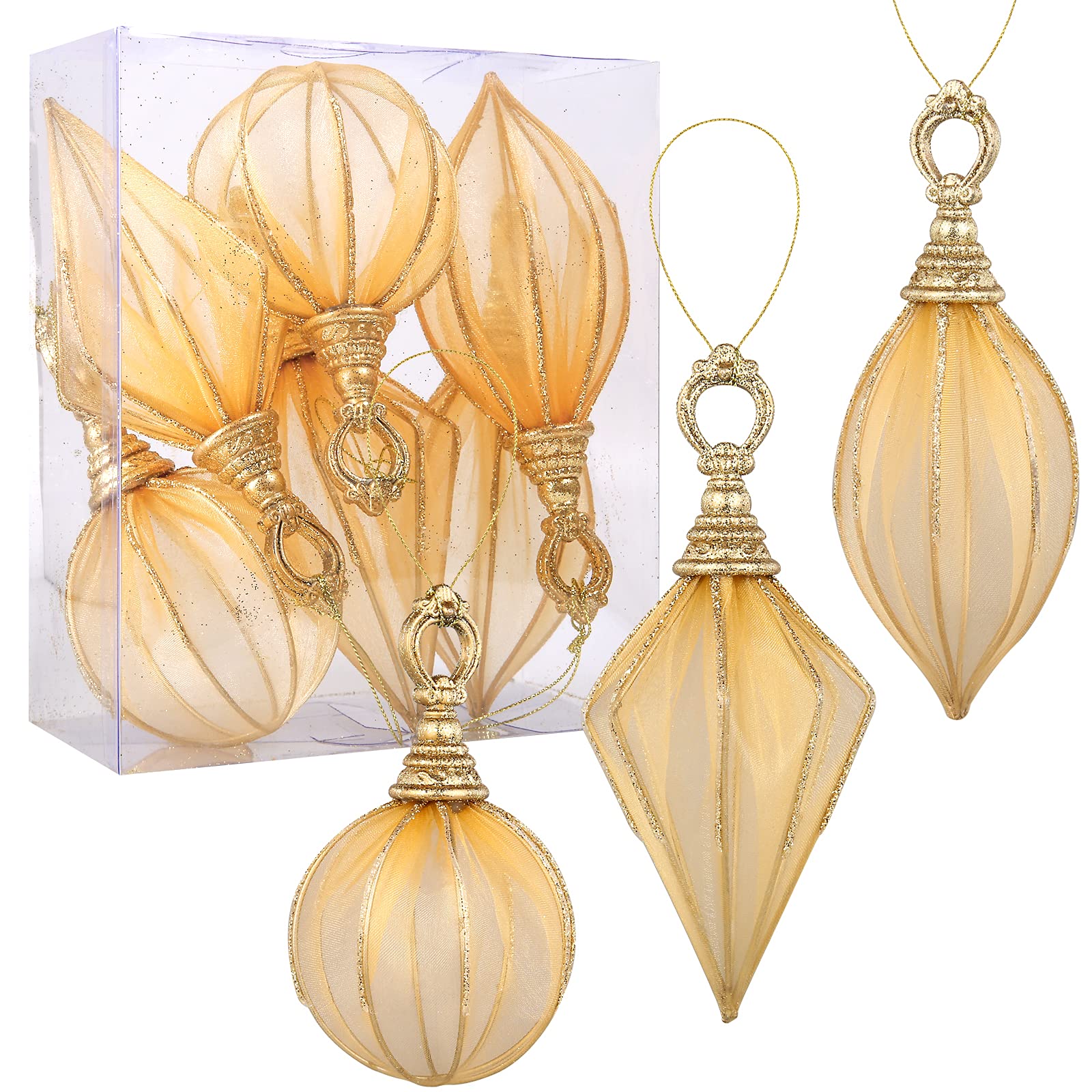 ZHANYIGY 6-Piece Gold Rugby Christmas Ball Ornaments Set - Round Ball with Diamond Pendant for Xmas Tree Decorations, Wedding & Holiday Party Decor | Perfect for Home, Office, and Festive Celebrations