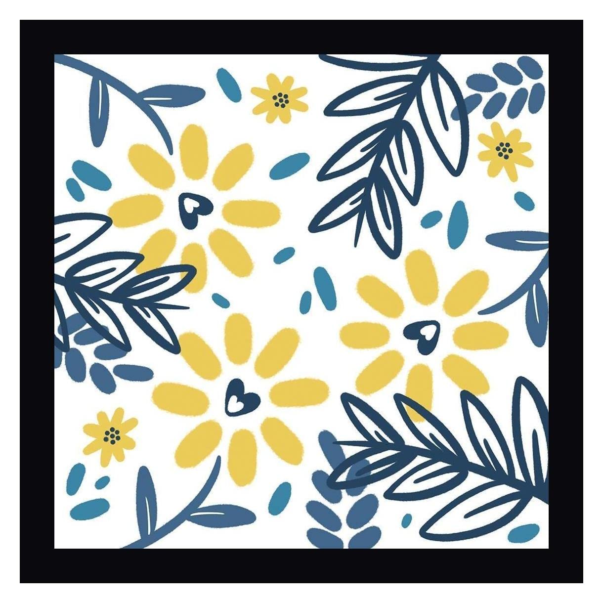 Marcus Prime Flower Pattern 1 - 30x30 Inch Framed Canvas Wall Art Print with Black Frame - Ready to Hang - Perfect for Living Room, Bedroom & Office Decor