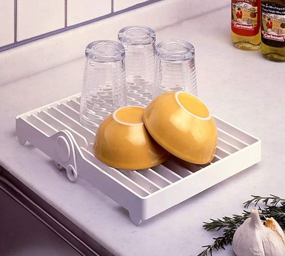 12-Slot Foldable Dish Rack - Space-Saving Kitchen Drainer for Dishes & Utensils